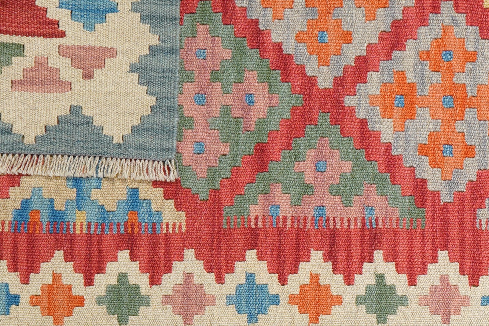Kelim Gashgai — Handmade, 80x200 cm, Red, 100% Virgin Wool | View 6