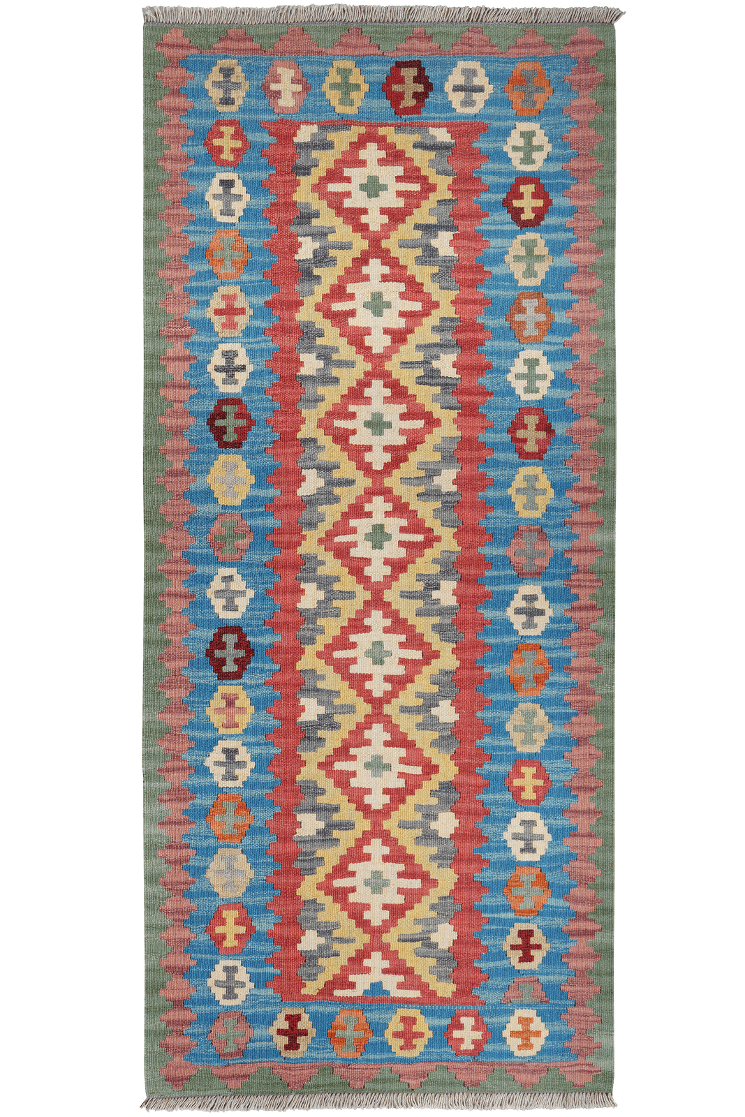 Kelim Gashgai — Handmade, 87x197 cm, Red, 100% Virgin Wool | Main view