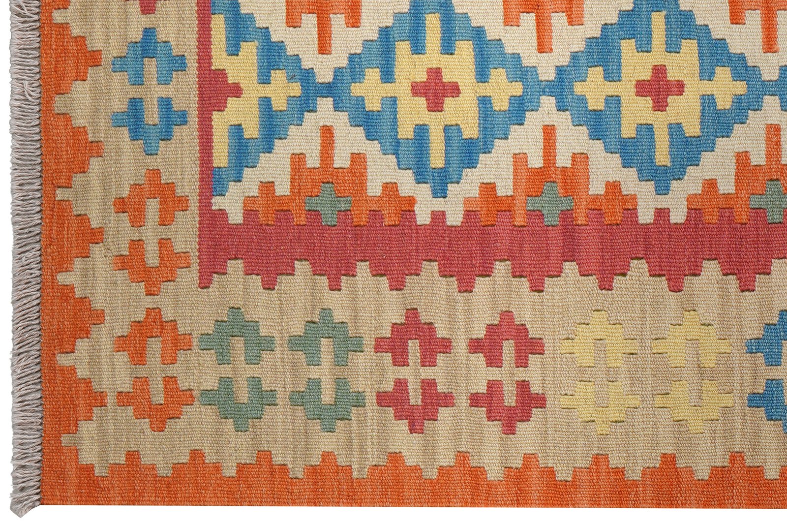Kelim Gashgai — Handmade, 88x201 cm, Red, 100% Virgin Wool | View 3