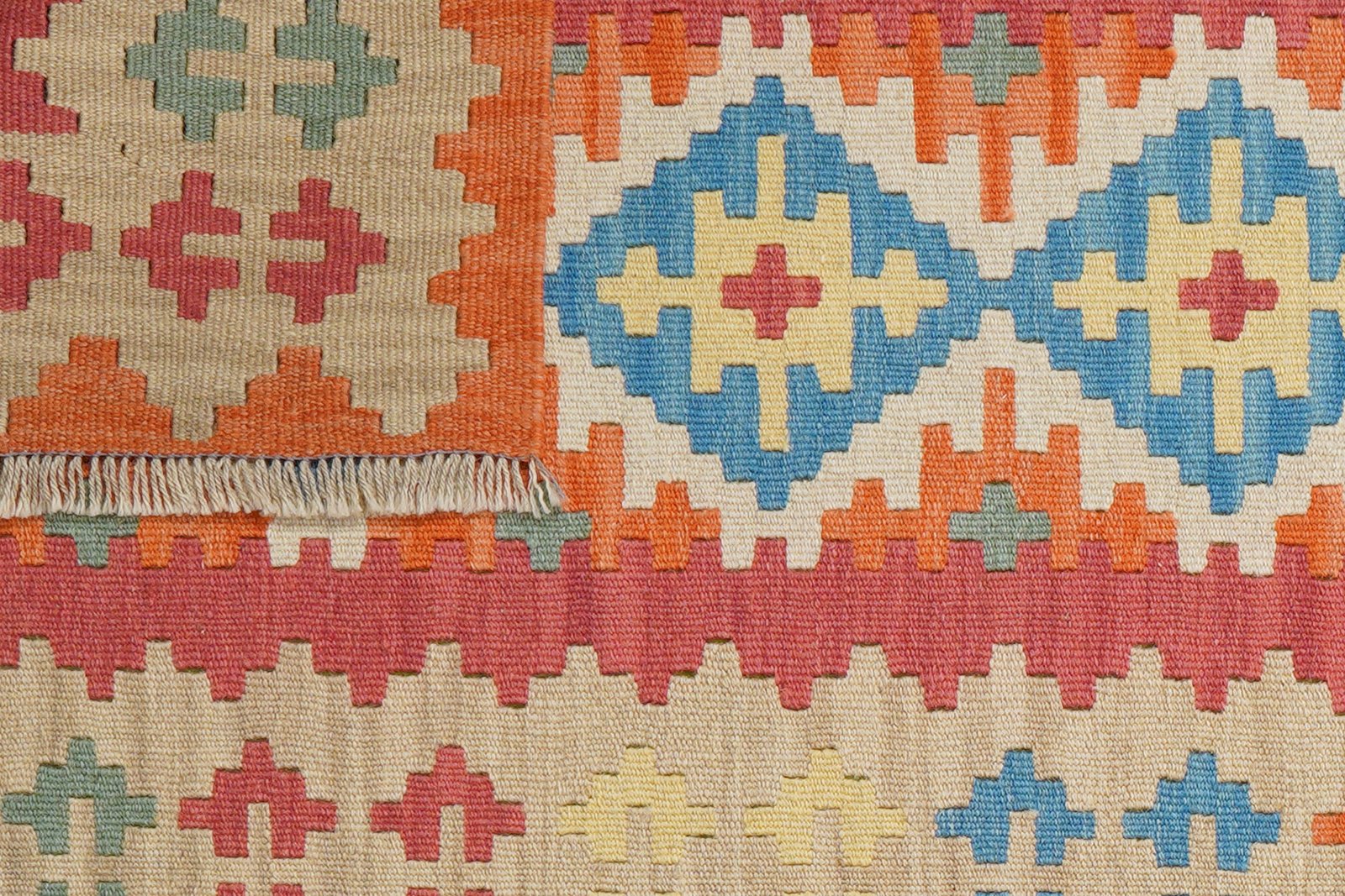 Kelim Gashgai — Handmade, 88x201 cm, Red, 100% Virgin Wool | View 6