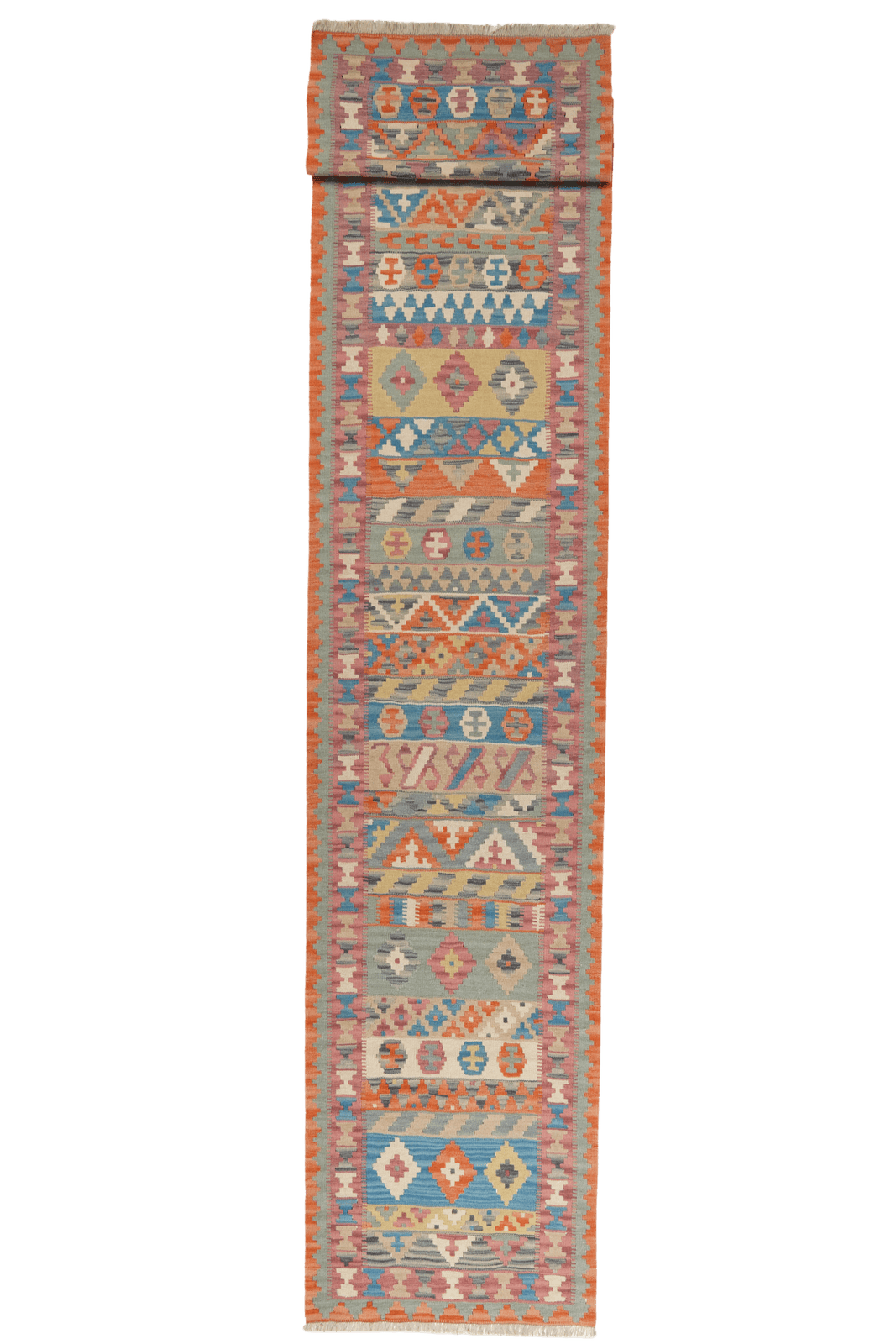Kelim Gashgai — Handmade, 85x421 cm, Multicolor, 100% Virgin Wool | Main view