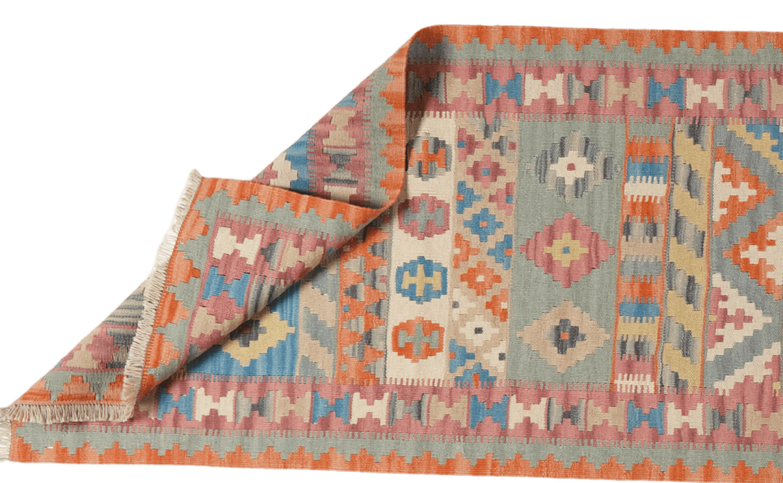 Kelim Gashgai — Handmade, 85x421 cm, Multicolor, 100% Virgin Wool | View 5