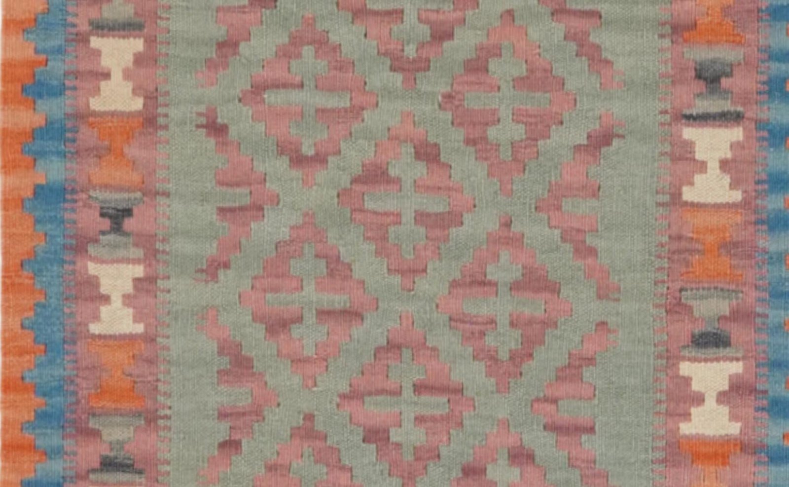 Kelim Gashgai — Handmade, 85x415 cm, Green, 100% Virgin Wool | View 4