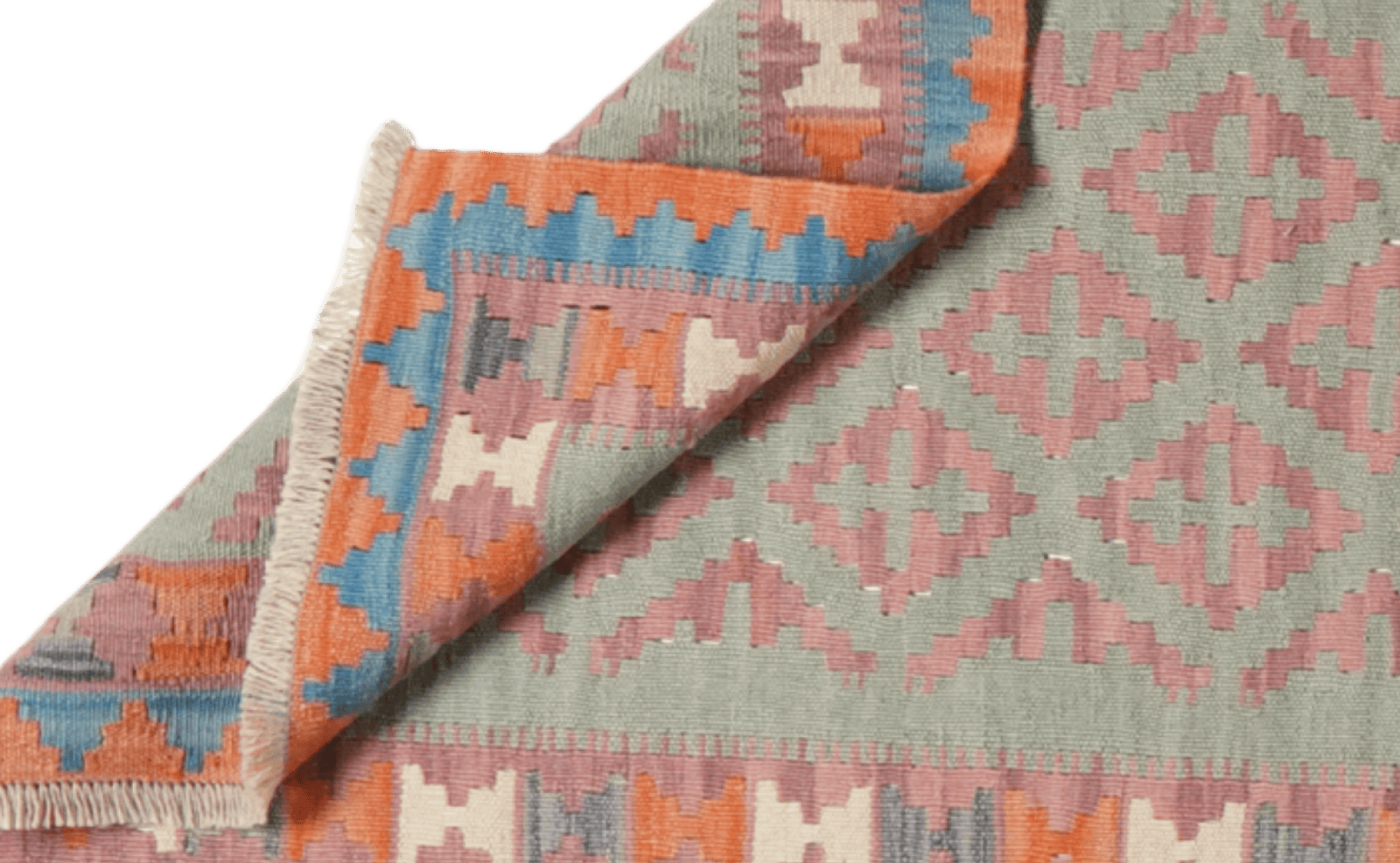 Kelim Gashgai — Handmade, 85x415 cm, Green, 100% Virgin Wool | View 5