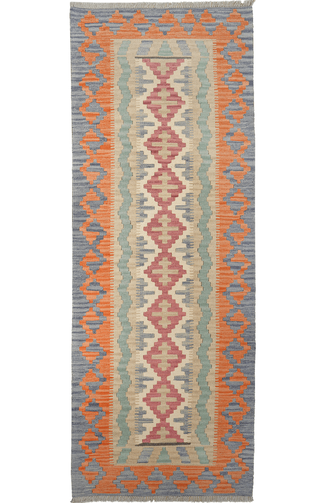 Kelim Gashgai — Handmade, 87x243 cm, Beige, 100% Virgin Wool | Main view