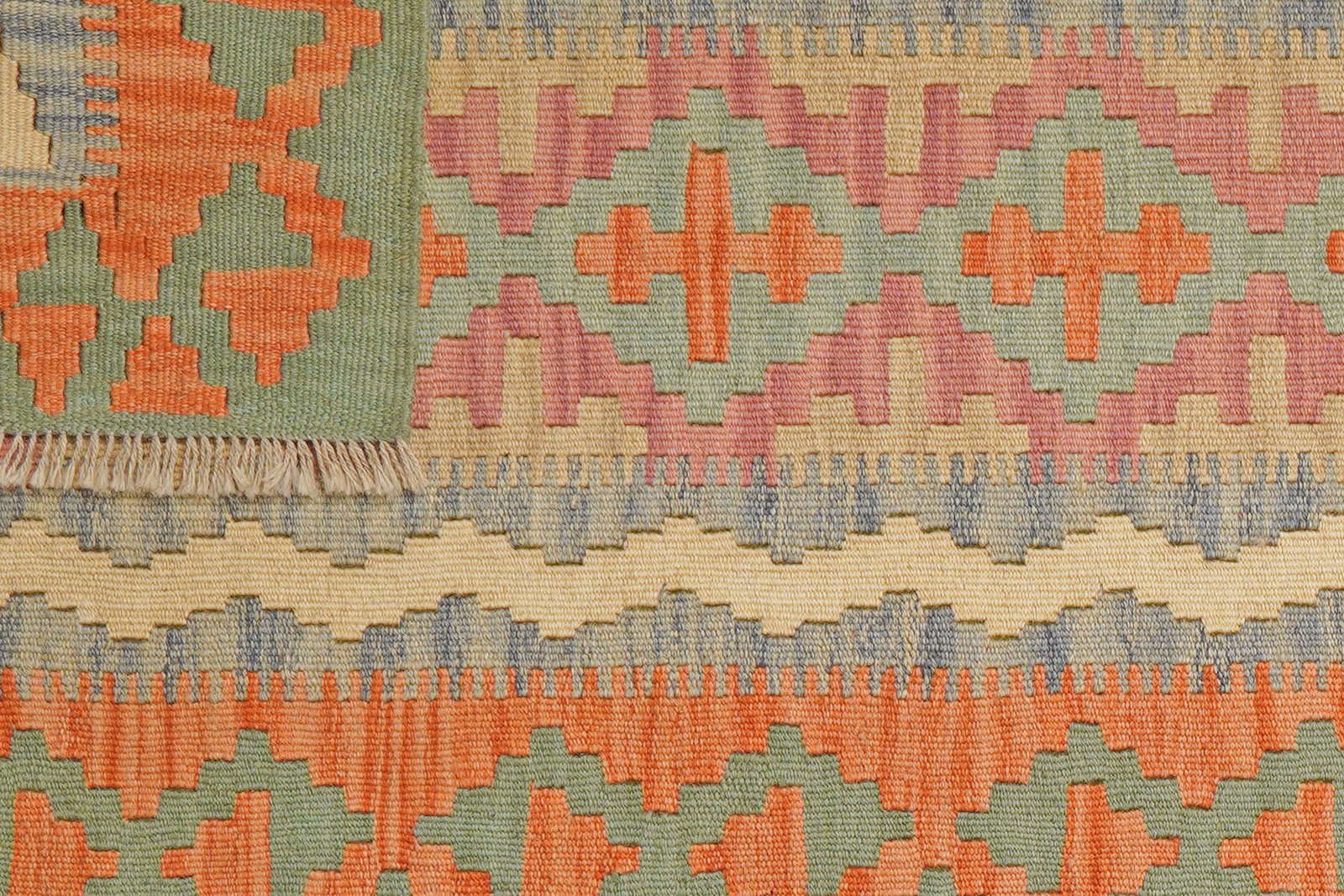 Kelim Gashgai — Handmade, 85x246 cm, Beige, 100% Virgin Wool | View 6