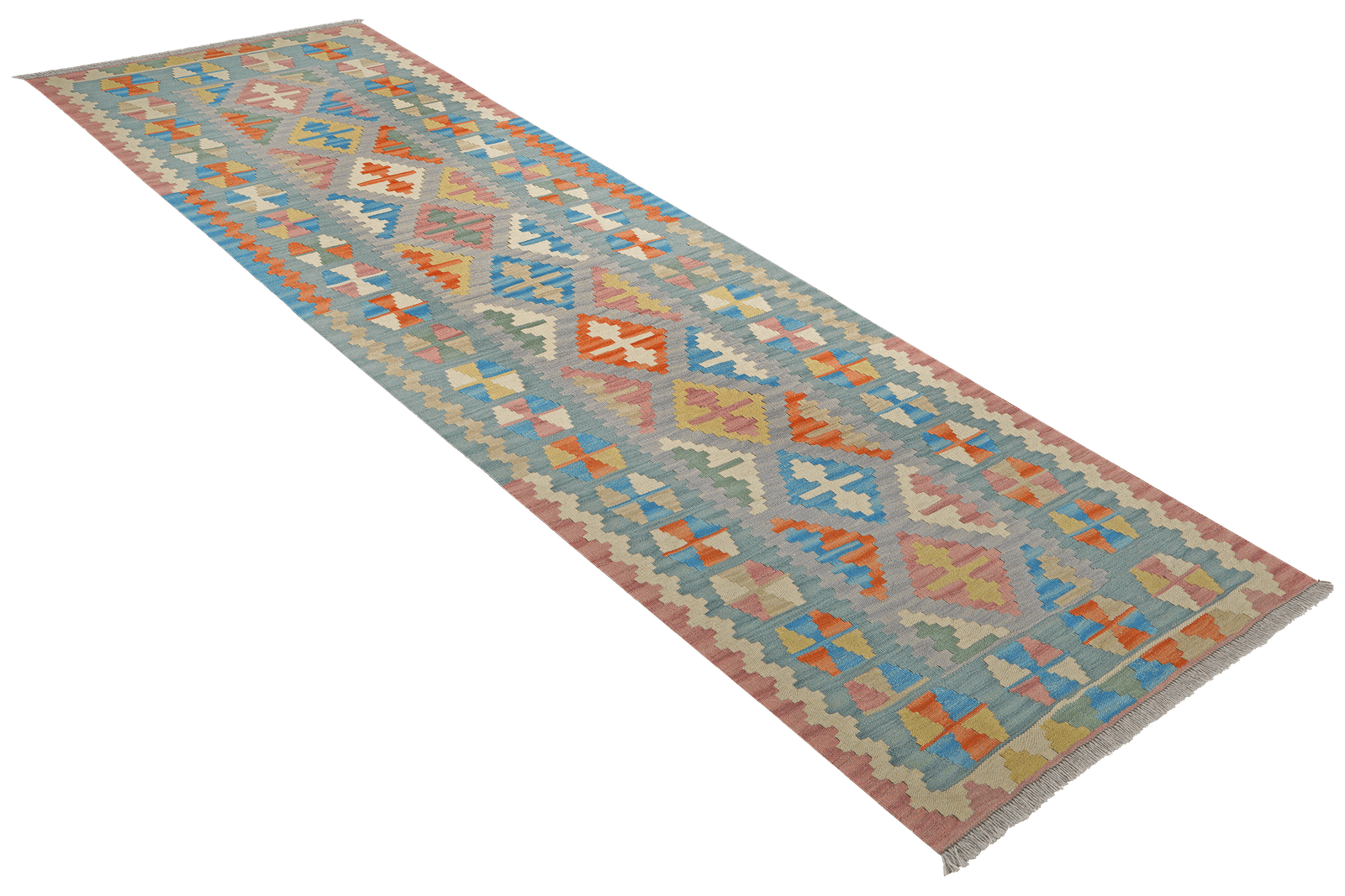 Kelim Gashgai — Handmade, 86x289 cm, Grey, 100% Virgin Wool | View 4