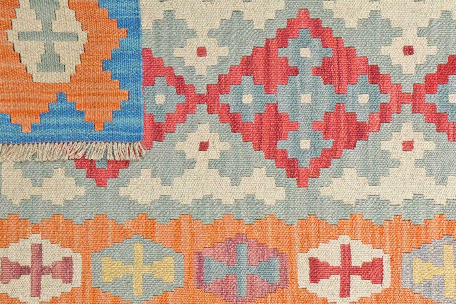Kelim Gashgai — Handmade, 84x287 cm, Green, 100% Virgin Wool | View 6