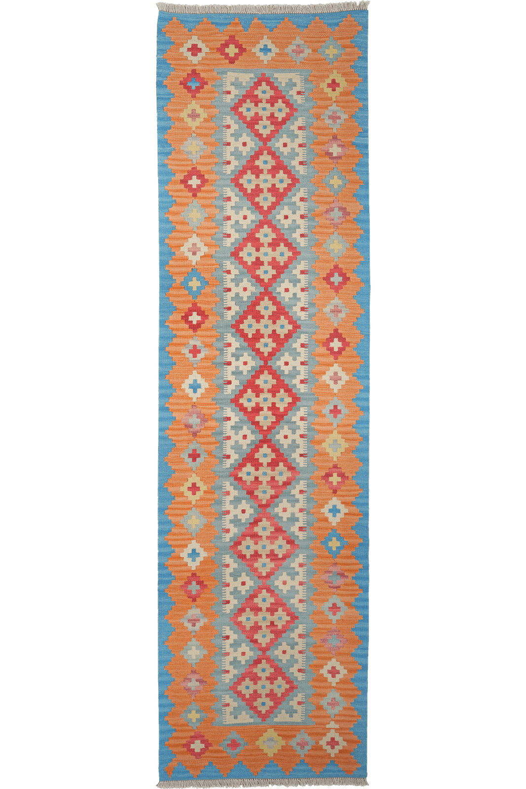 Kelim Gashgai — Handmade, 79x293 cm, Blue, 100% Virgin Wool | Main view