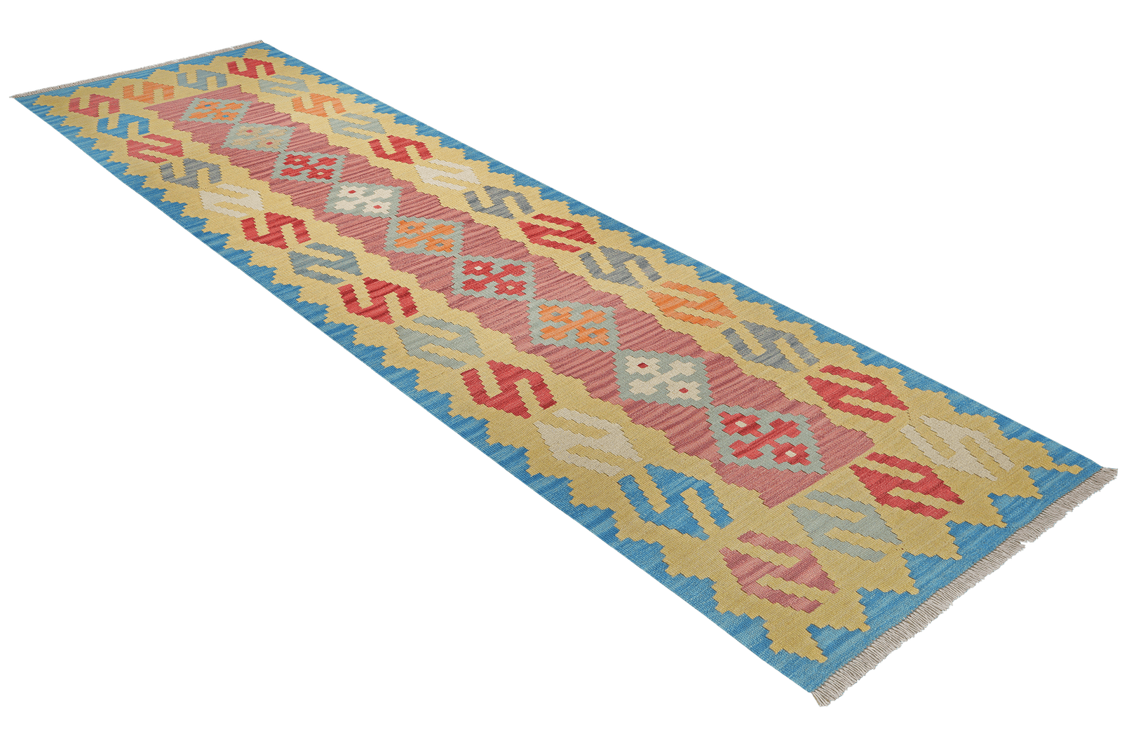 Kelim Gashgai — Handmade, 81x294 cm, Pink, 100% Virgin Wool | View 4