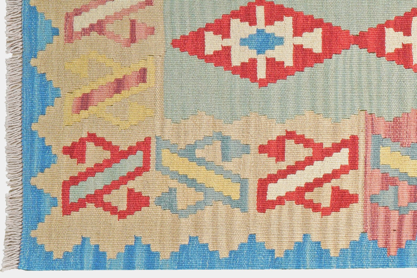 Kelim Gashgai — Handmade, 80x300 cm, Green, 100% Virgin Wool | View 3