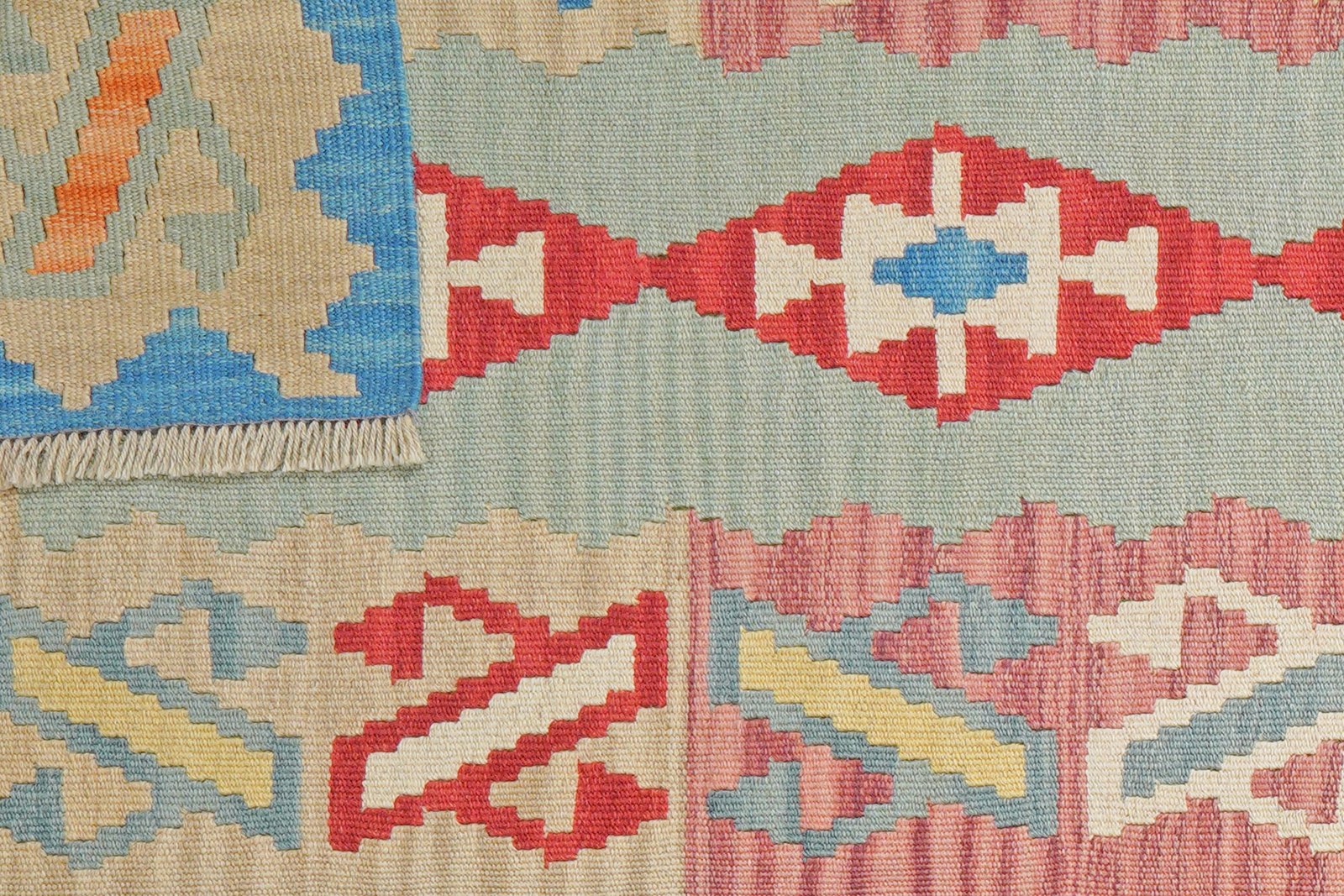 Kelim Gashgai — Handmade, 80x300 cm, Green, 100% Virgin Wool | View 6
