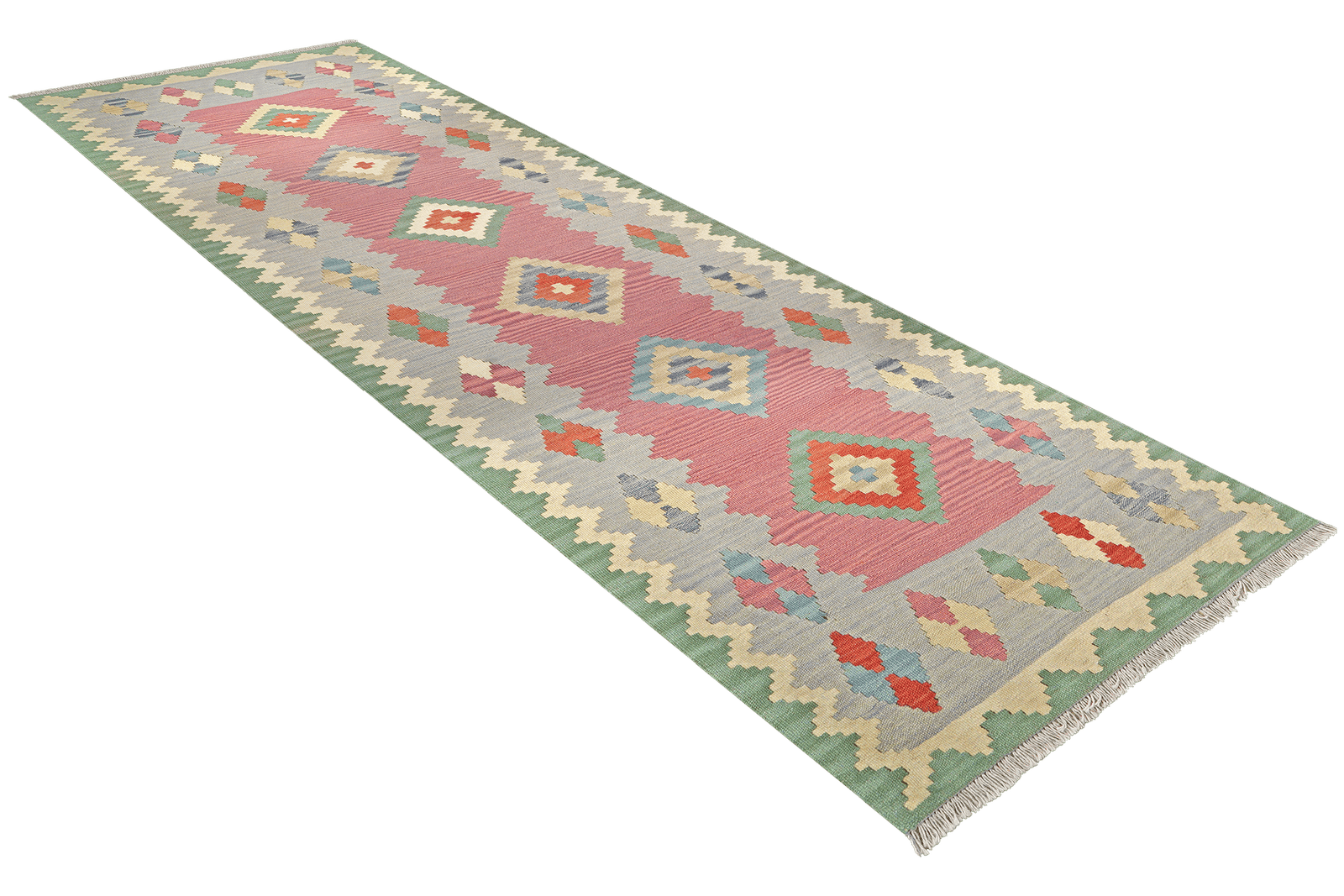Kelim Gashgai — Handmade, 87x296 cm, Pink, 100% Virgin Wool | View 4