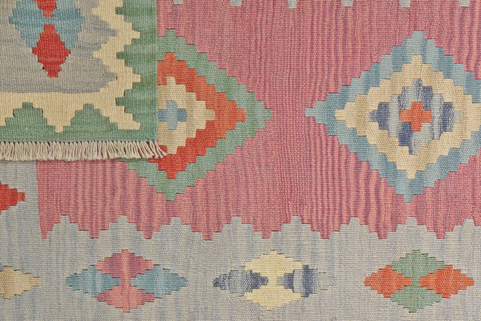 Kelim Gashgai — Handmade, 87x296 cm, Pink, 100% Virgin Wool | View 6