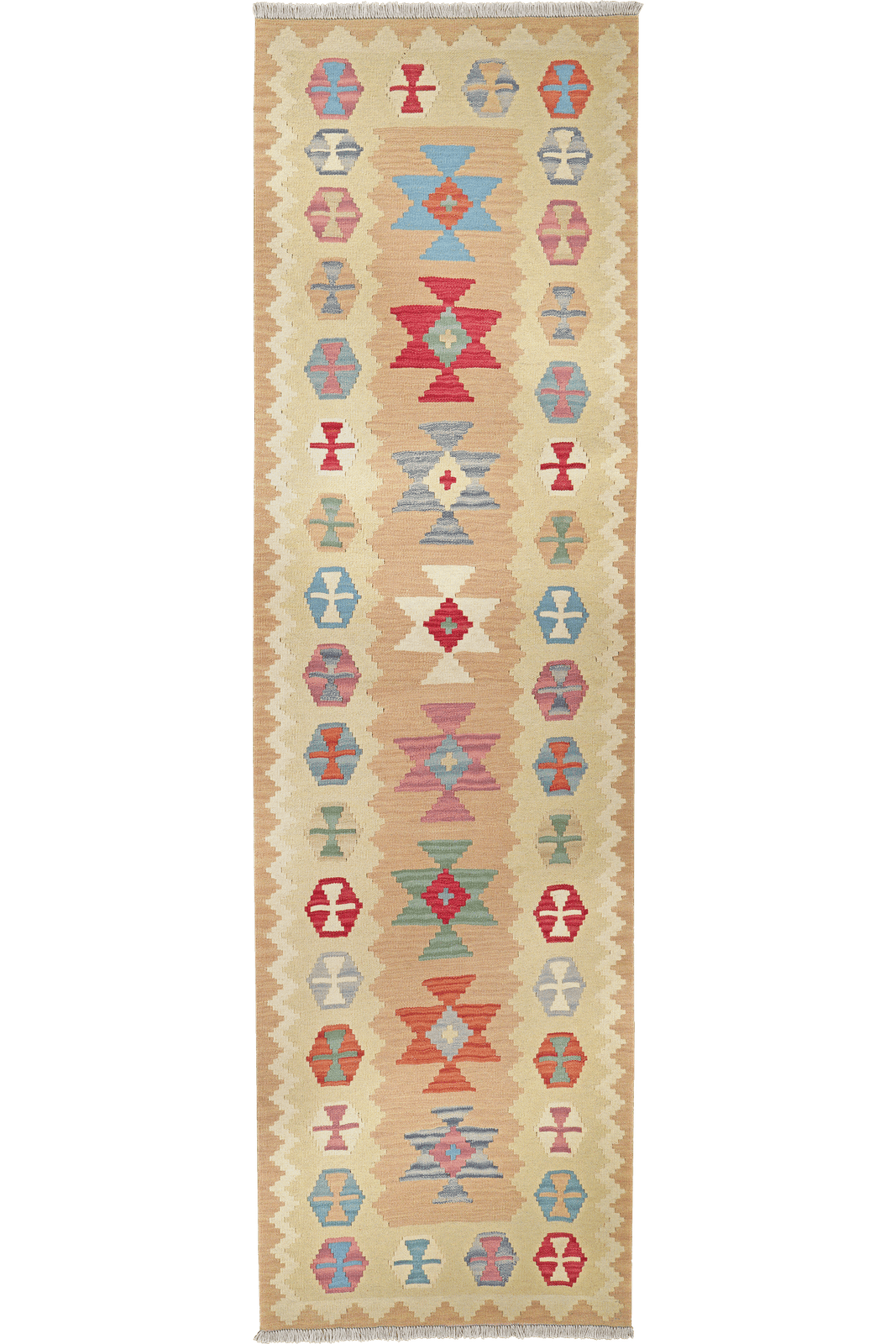 Kelim Gashgai — Handmade, 86x297 cm, Beige, 100% Virgin Wool | Main view