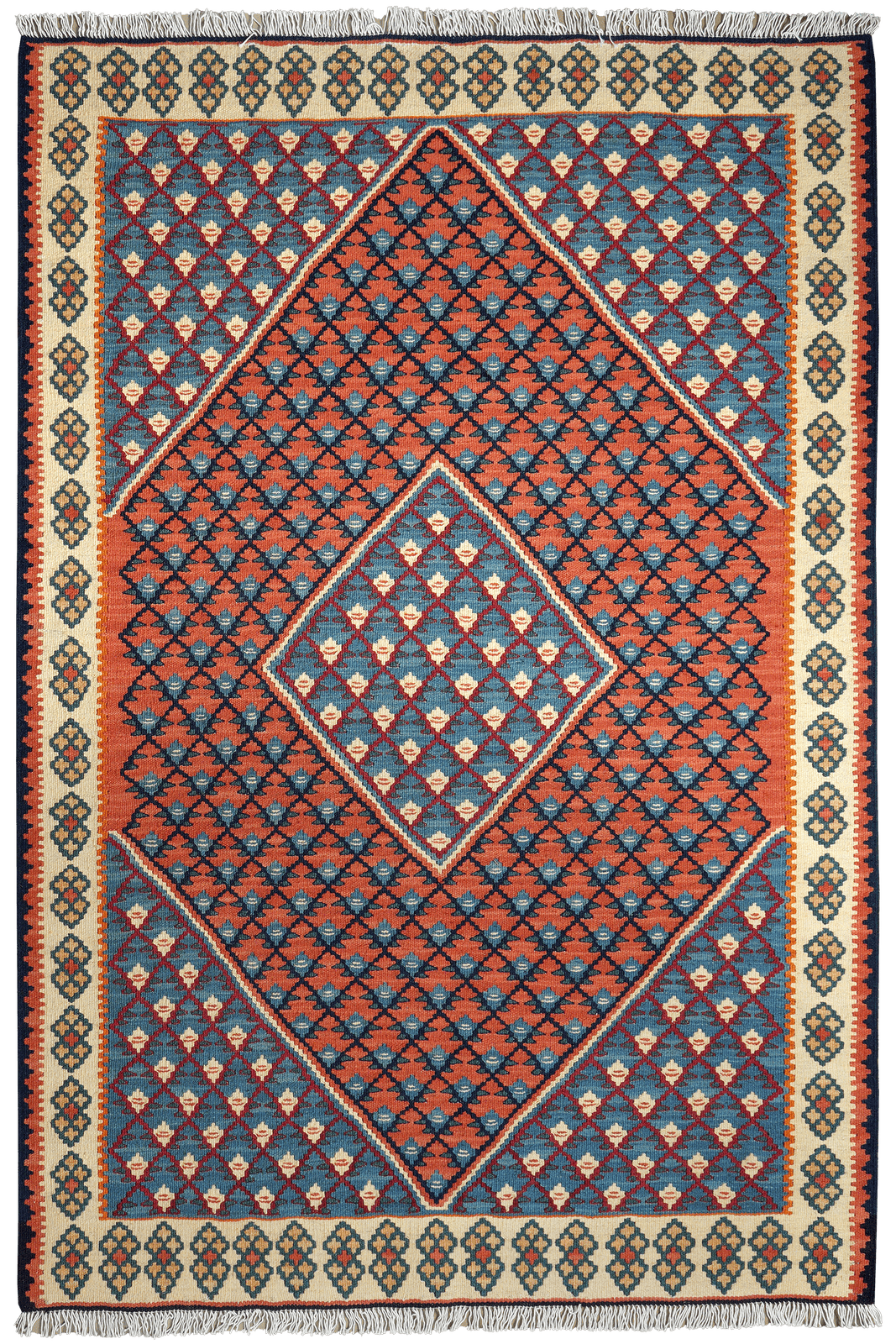 Kelim Senneh — Handmade, 107x157 cm, Red, 100% Virgin Wool | Main view