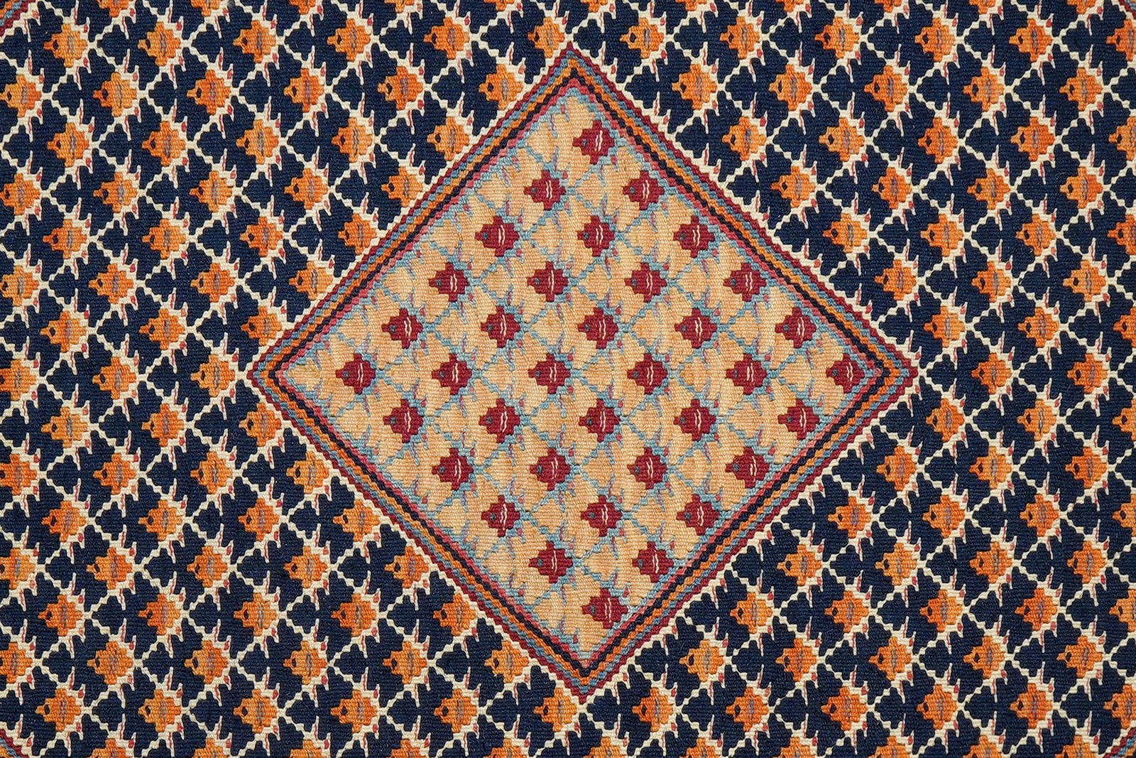 Kelim Senneh — Handmade, 106x150 cm, Blue, 100% Virgin Wool | View 5