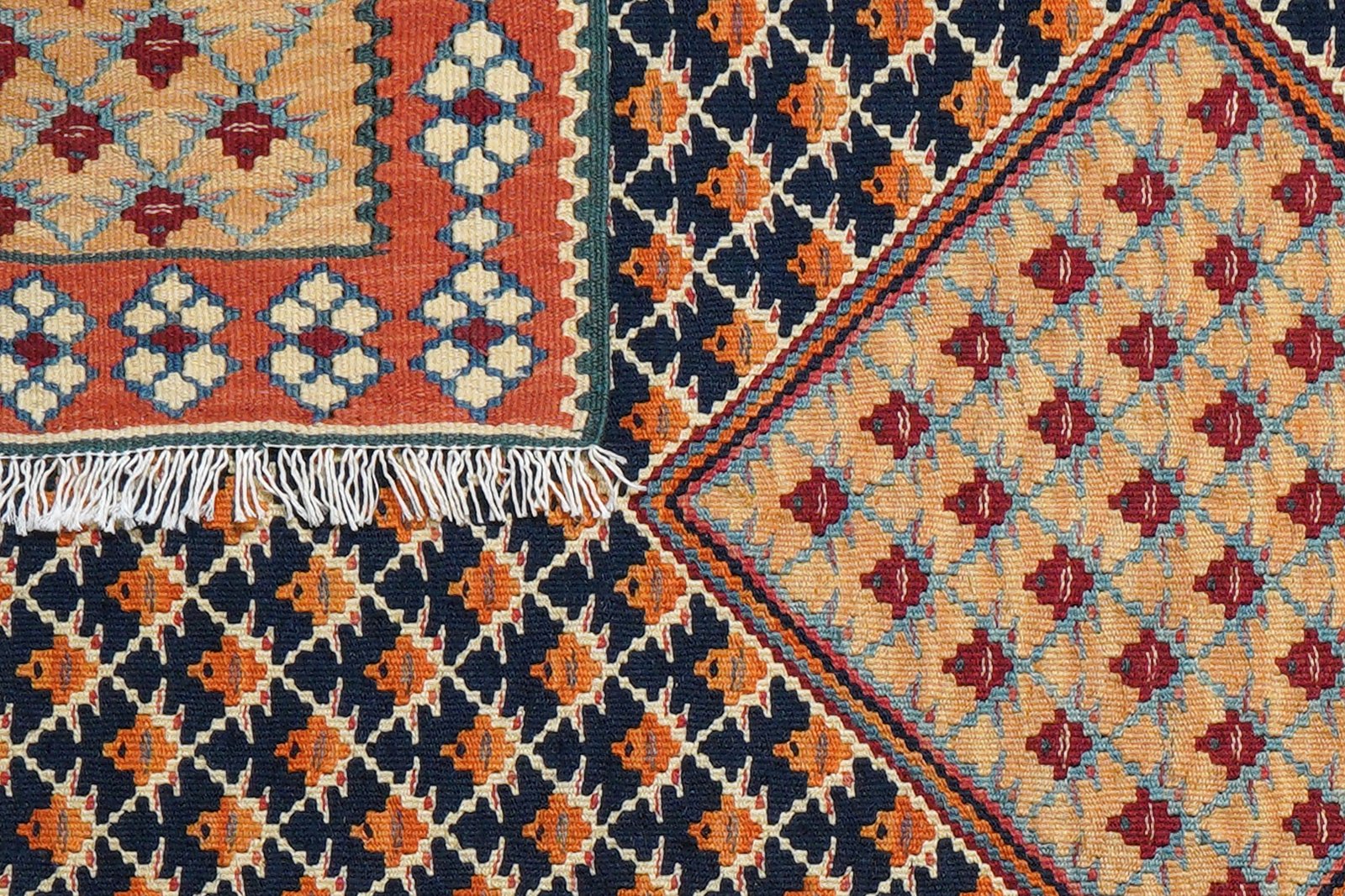 Kelim Senneh — Handmade, 106x150 cm, Blue, 100% Virgin Wool | View 6