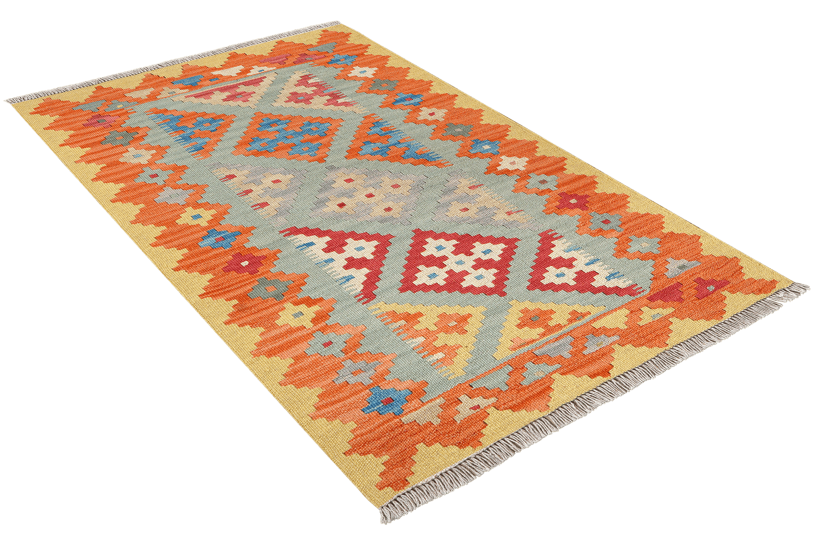 Kelim Gashgai — Handmade, 85x129 cm, Blue, 100% Virgin Wool | View 4