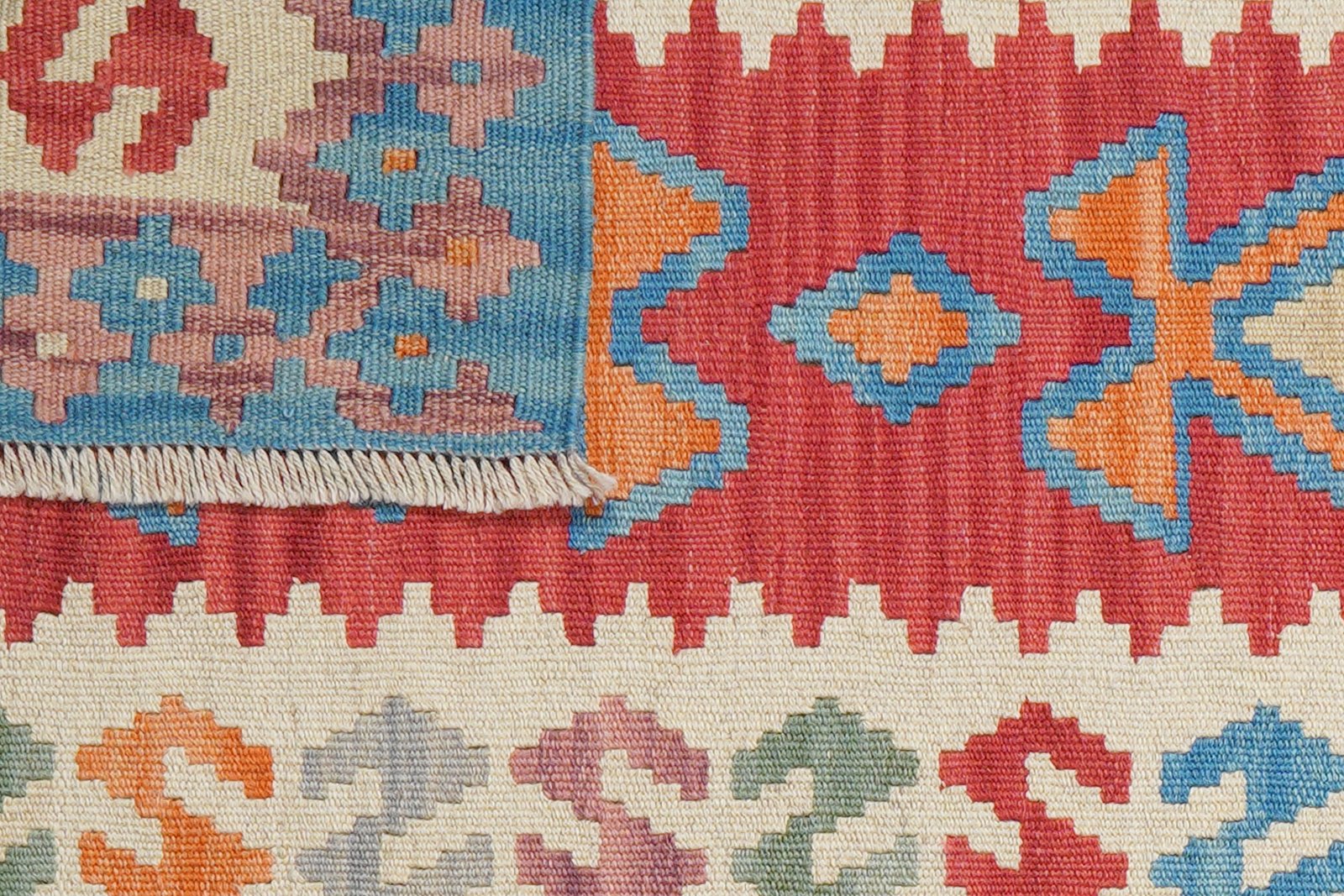 Kelim Gashgai — Handmade, 82x119 cm, Red, 100% Virgin Wool | View 6