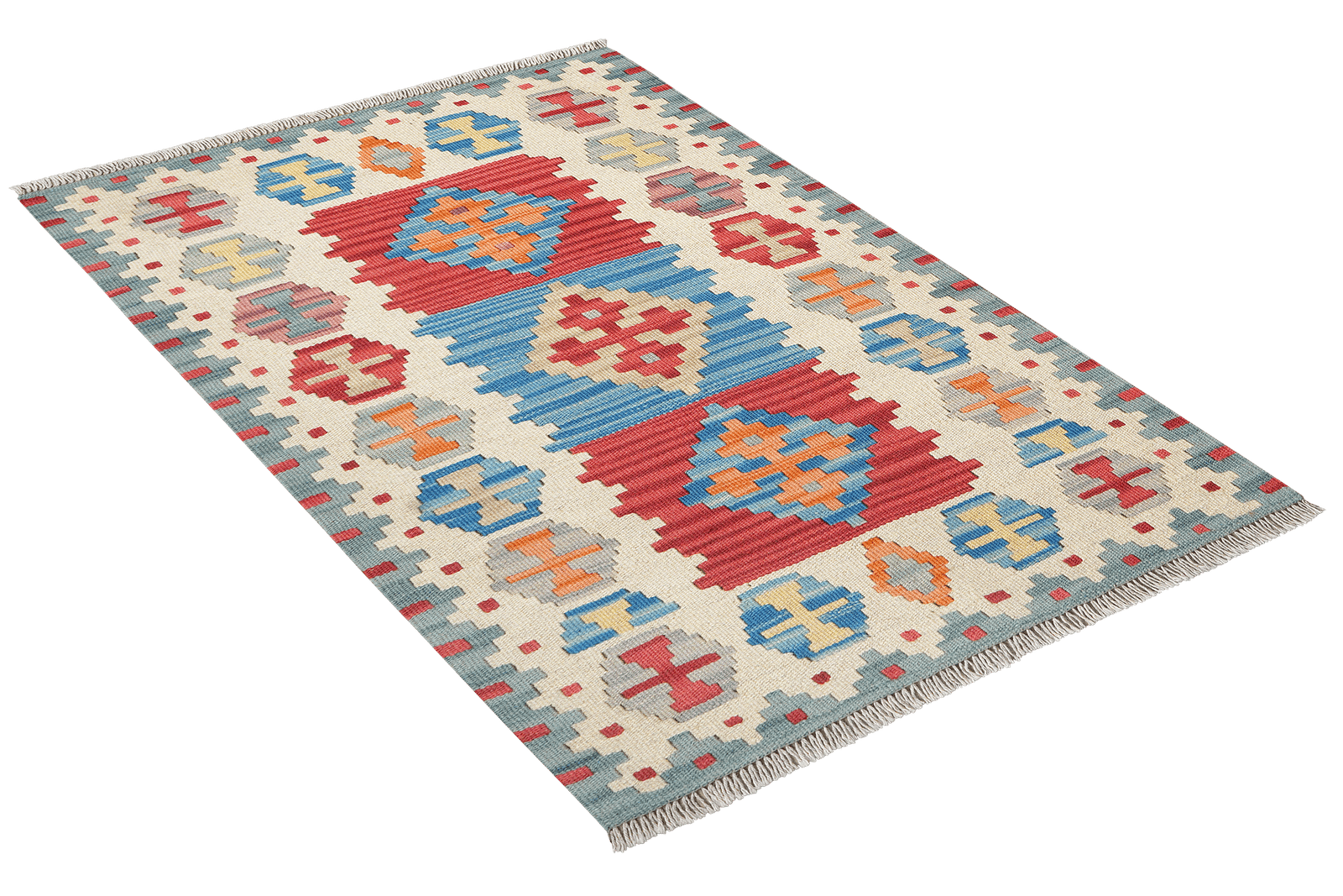 Kelim Gashgai — Handmade, 81x123 cm, Grey, 100% Virgin Wool | View 4