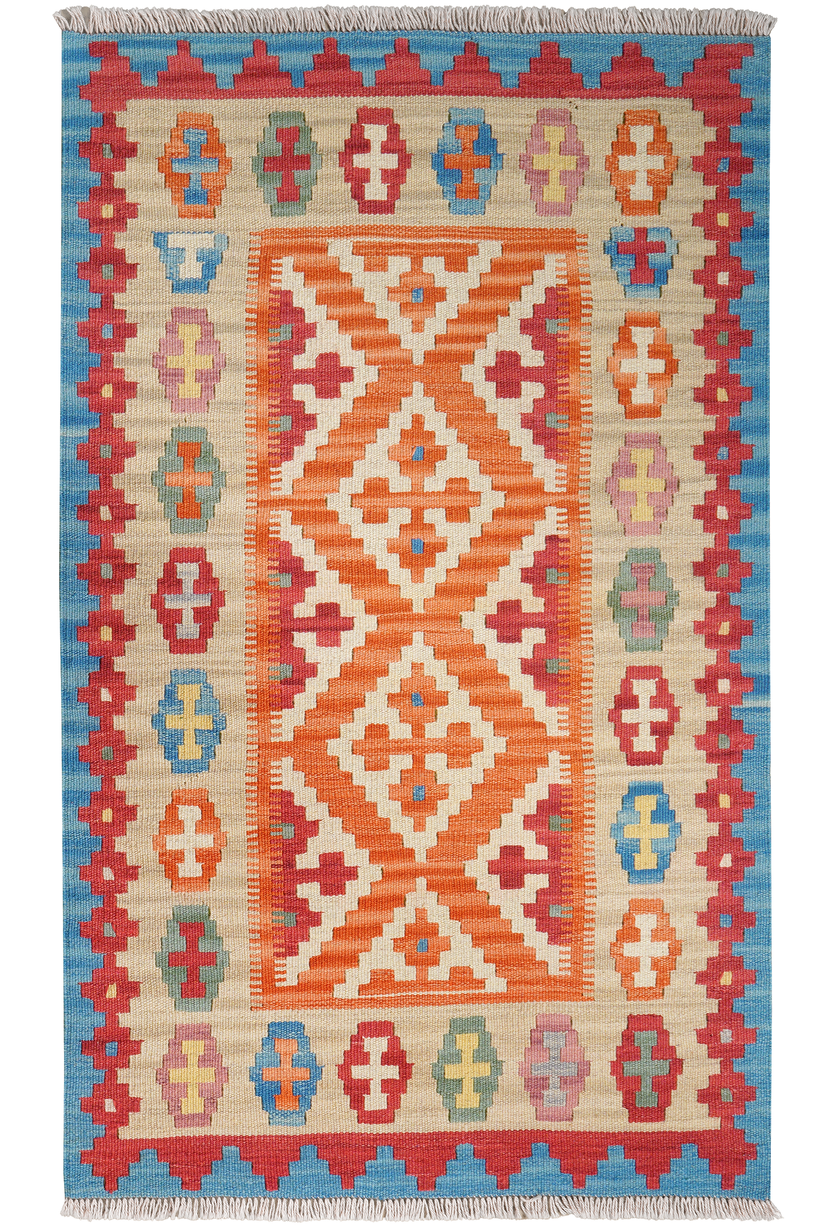 Kelim Gashgai — Handgefertigt, 140x85 cm, Beige, 100% Virgin Wool | Main view