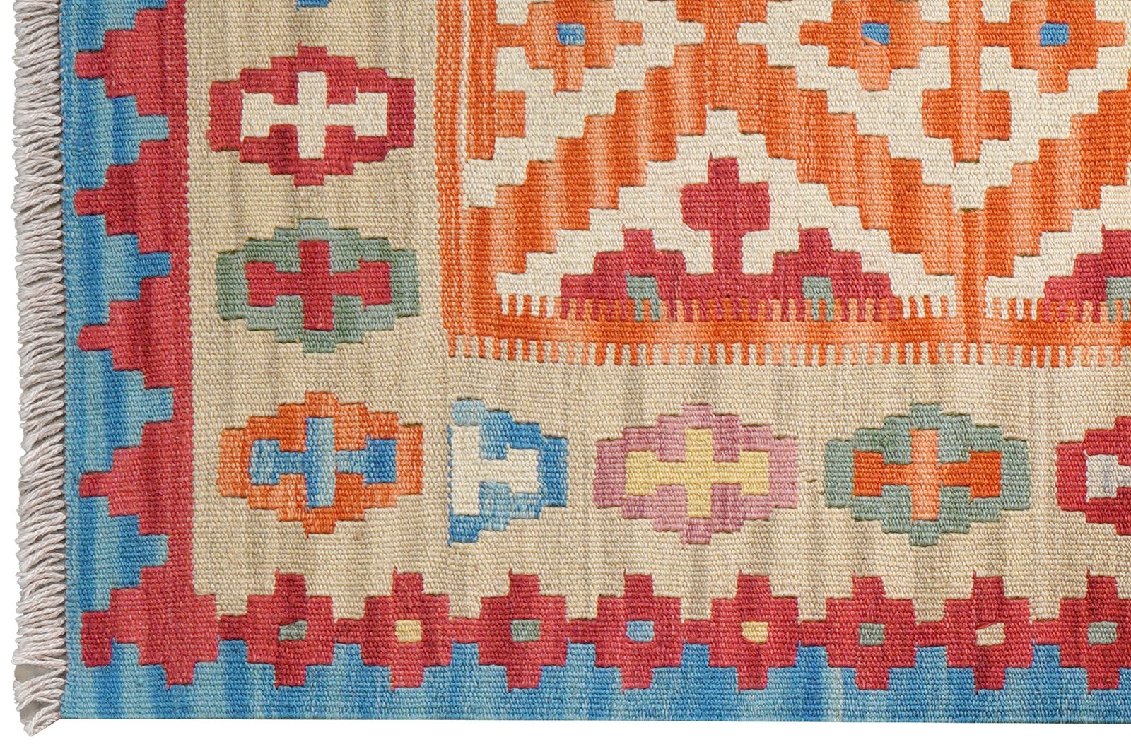 Kelim Gashgai — Handmade, 85x140 cm, Orange, 100% Virgin Wool | View 3