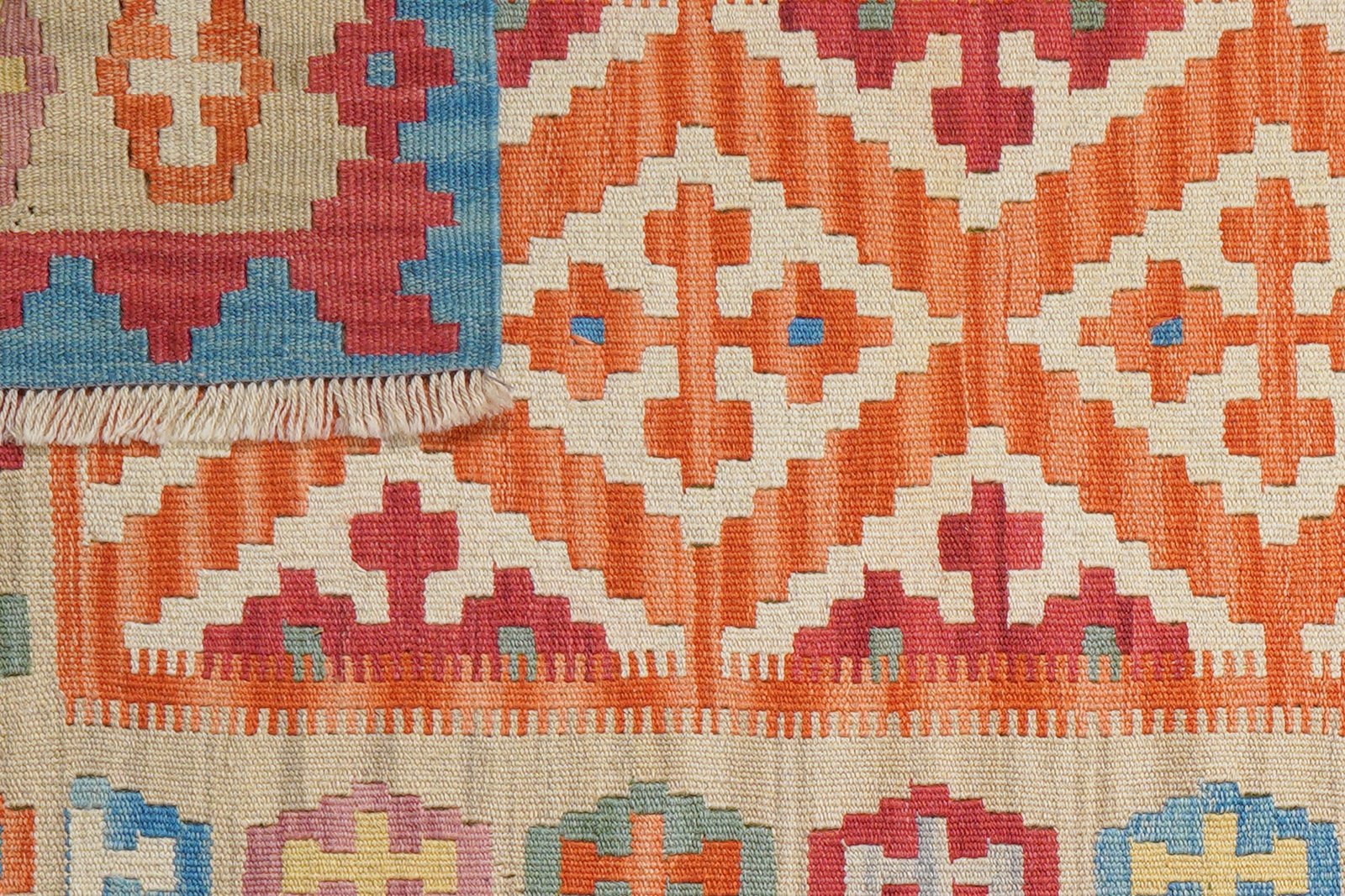 Kelim Gashgai — Handmade, 85x140 cm, Orange, 100% Virgin Wool | View 6