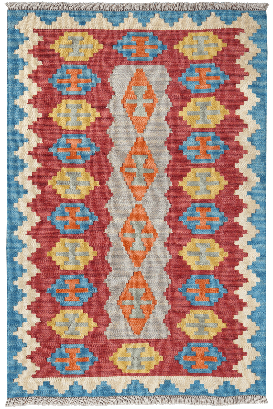 Kelim Gashgai — Handmade, 82x122 cm, Grey, 100% Virgin Wool | Main view