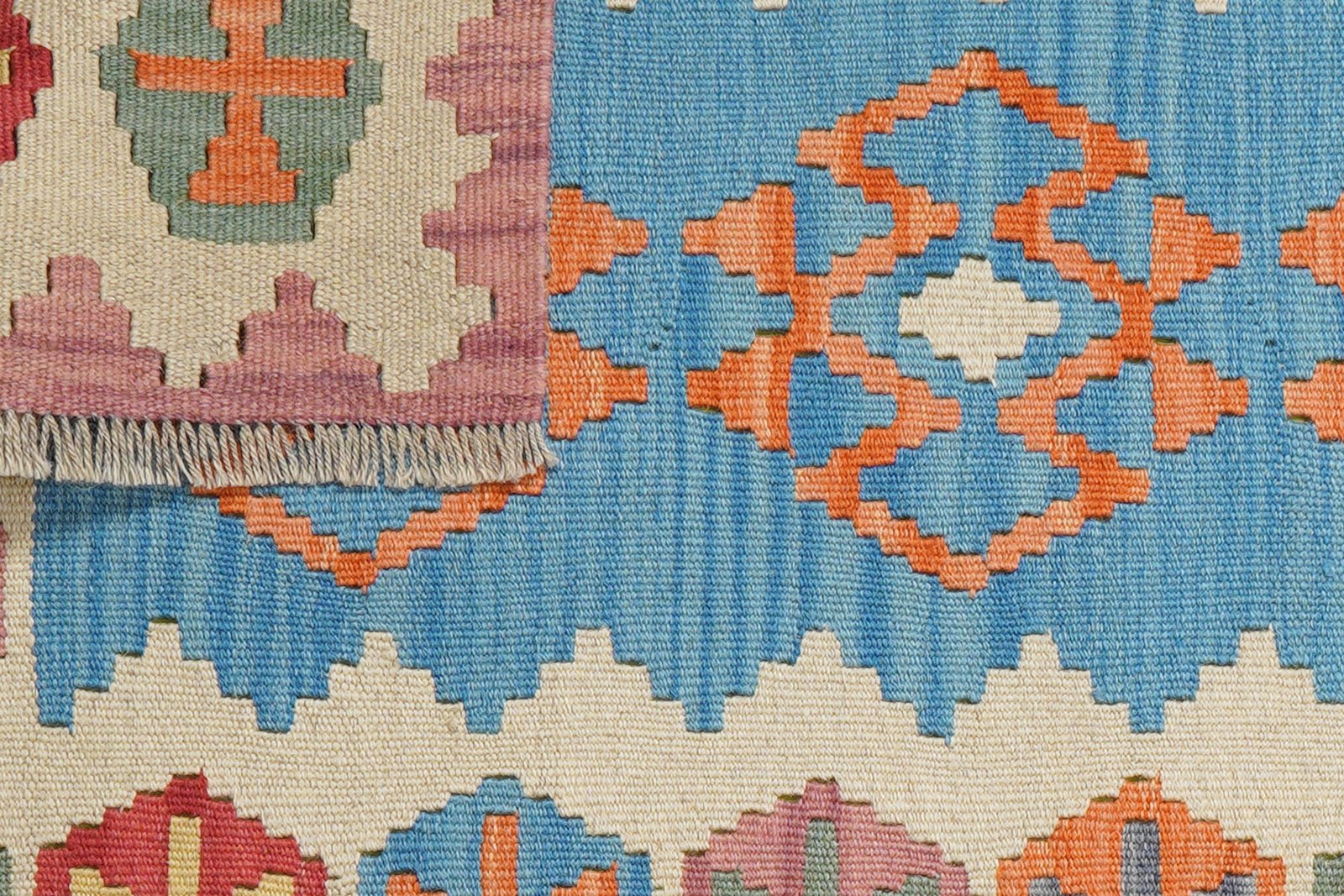 Kelim Gashgai — Handmade, 81x125 cm, Blue, 100% Virgin Wool | View 6