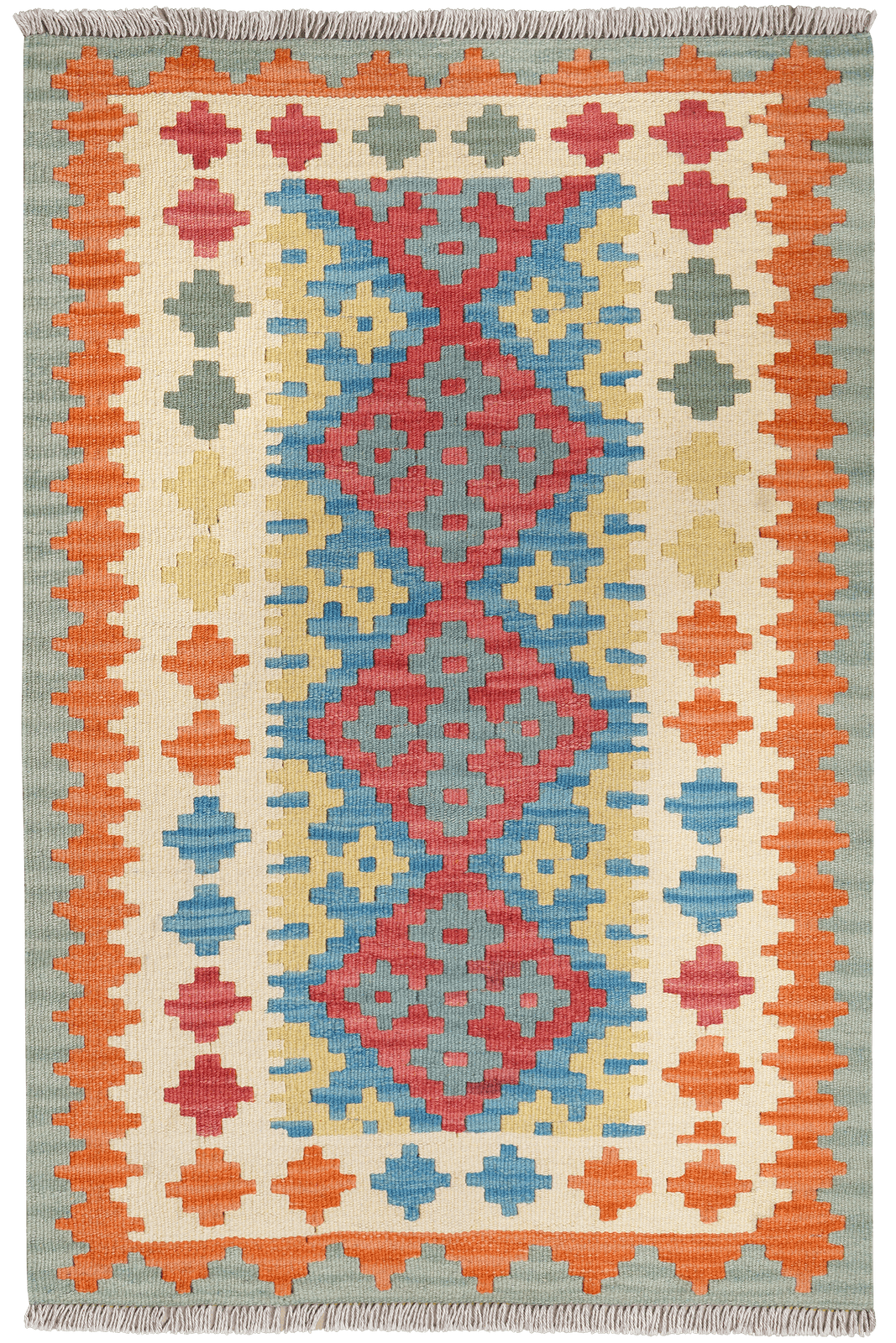 Kelim Gashgai — Handmade, 85x128 cm, Blue, 100% Virgin Wool | Main view