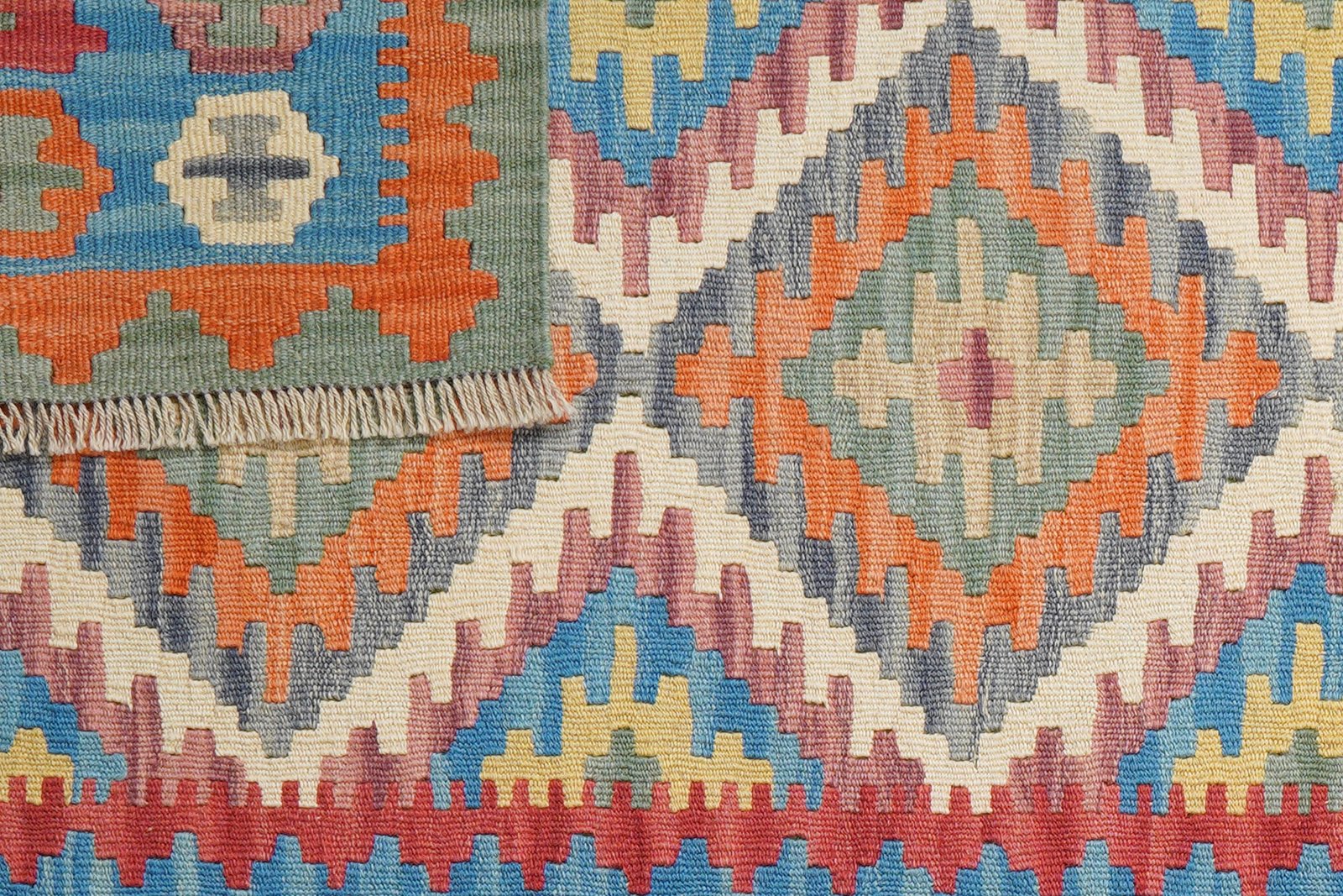 Kelim Gashgai — Handmade, 103x155 cm, Beige, 100% Virgin Wool | View 6