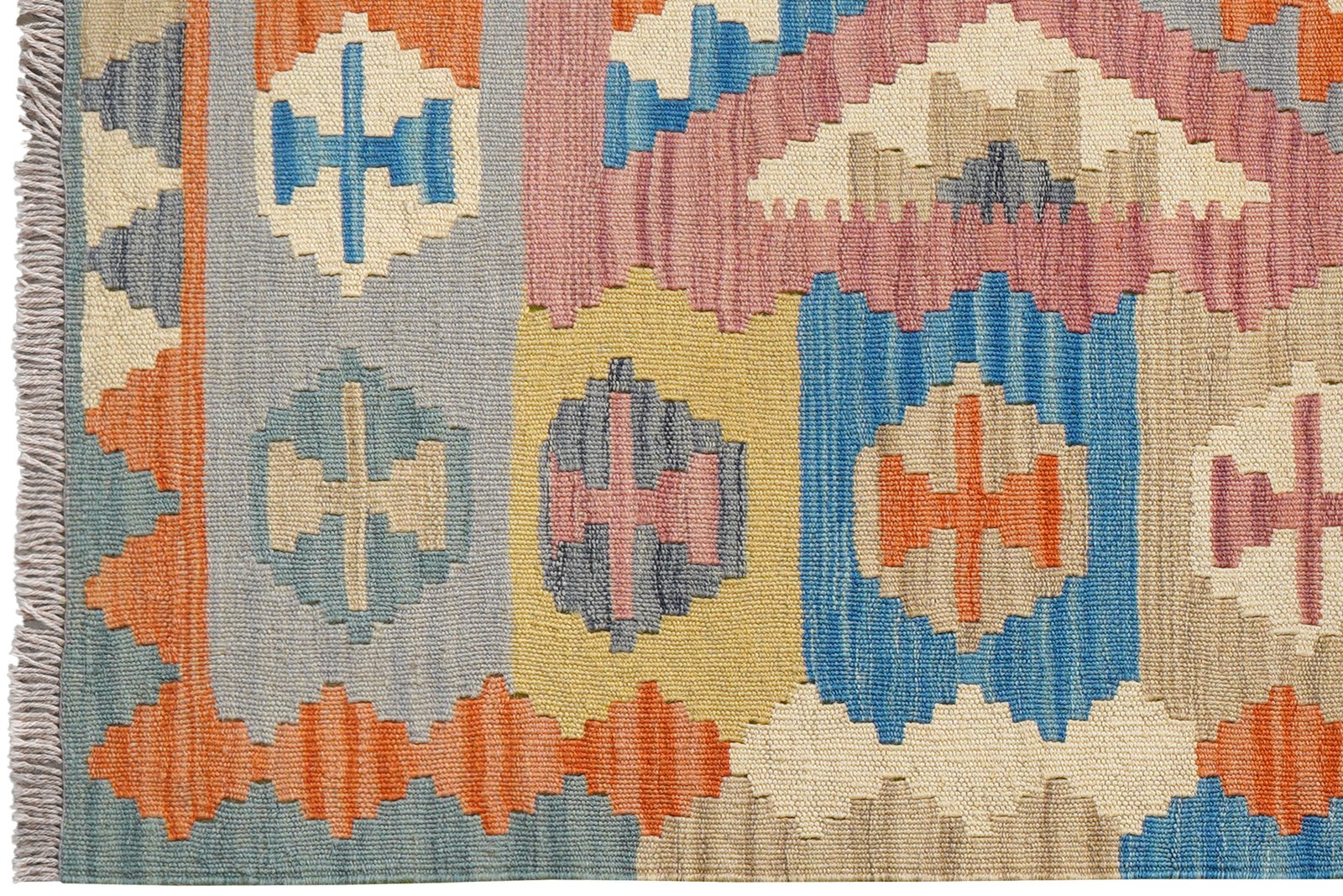 Kelim Gashgai — Handmade, 105x153 cm, Pink, 100% Virgin Wool | View 3