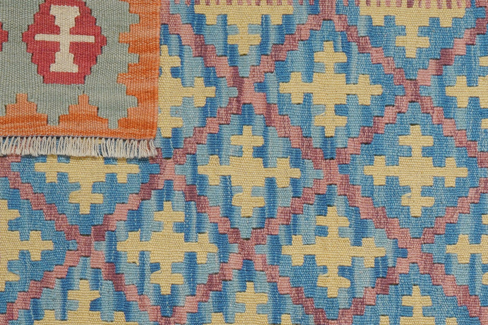 Kelim Gashgai — Handmade, 103x146 cm, Pink, 100% Virgin Wool | View 6