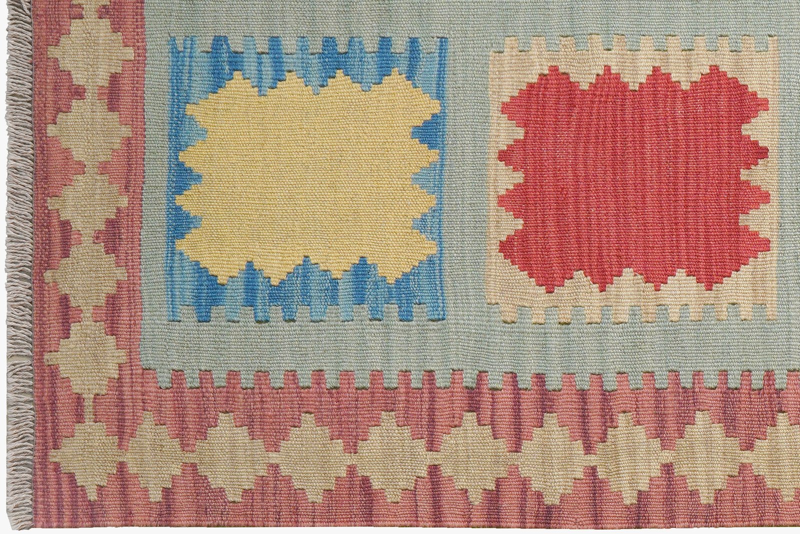Kelim Gashgai — Handmade, 102x154 cm, Green, 100% Virgin Wool | View 3