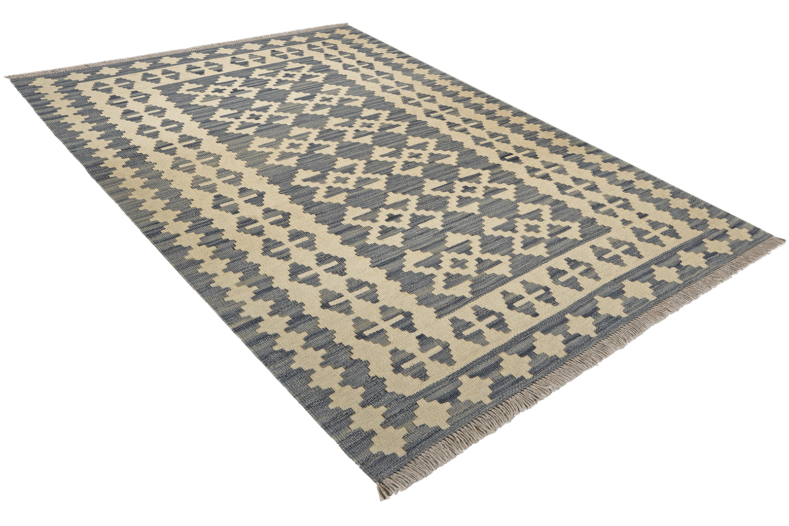 Kelim Gashgai — Handmade, 103x151 cm, Grey, 100% Virgin Wool | View 4