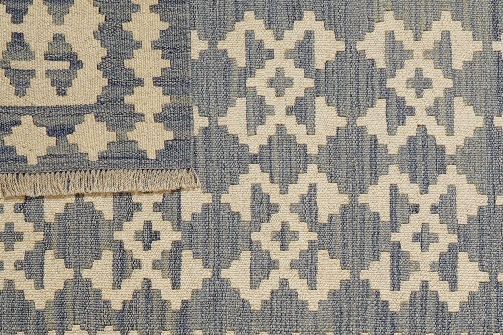 Kelim Gashgai — Handmade, 103x151 cm, Grey, 100% Virgin Wool | View 6