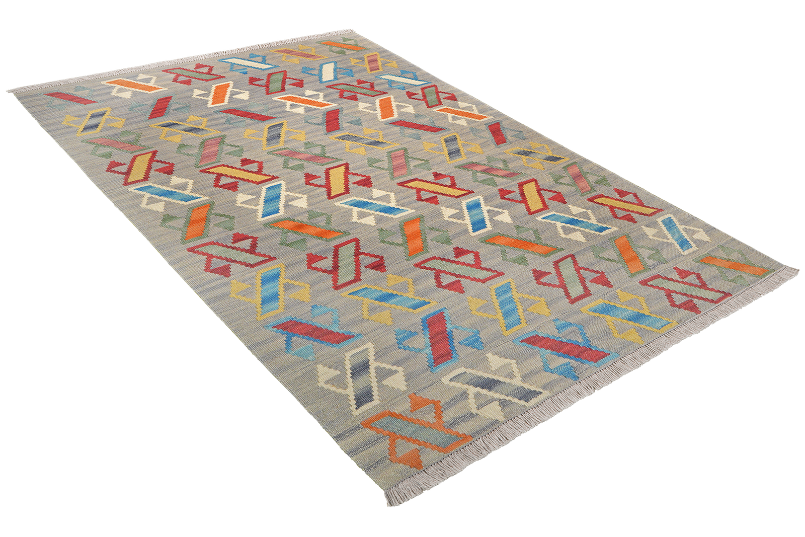 Kelim Gashgai — Handgefertigt, 150x102 cm, Grau, 100% Virgin Wool | View 5