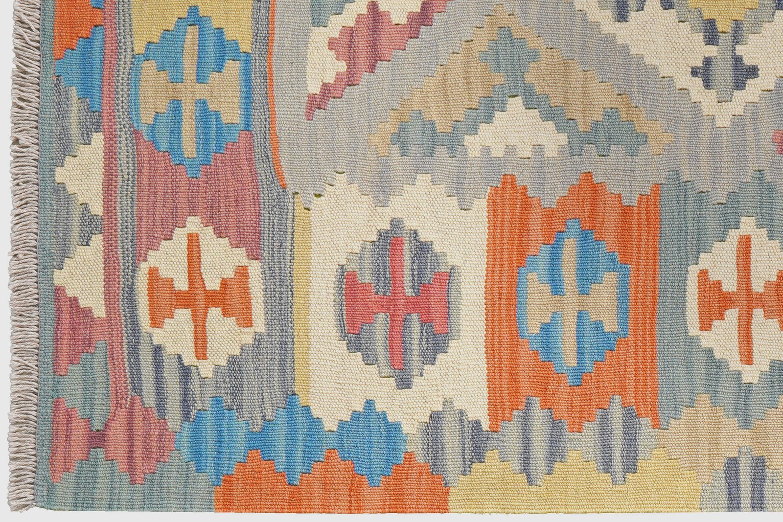 Kelim Gashgai — Handmade, 106x153 cm, Grey, 100% Virgin Wool | View 3