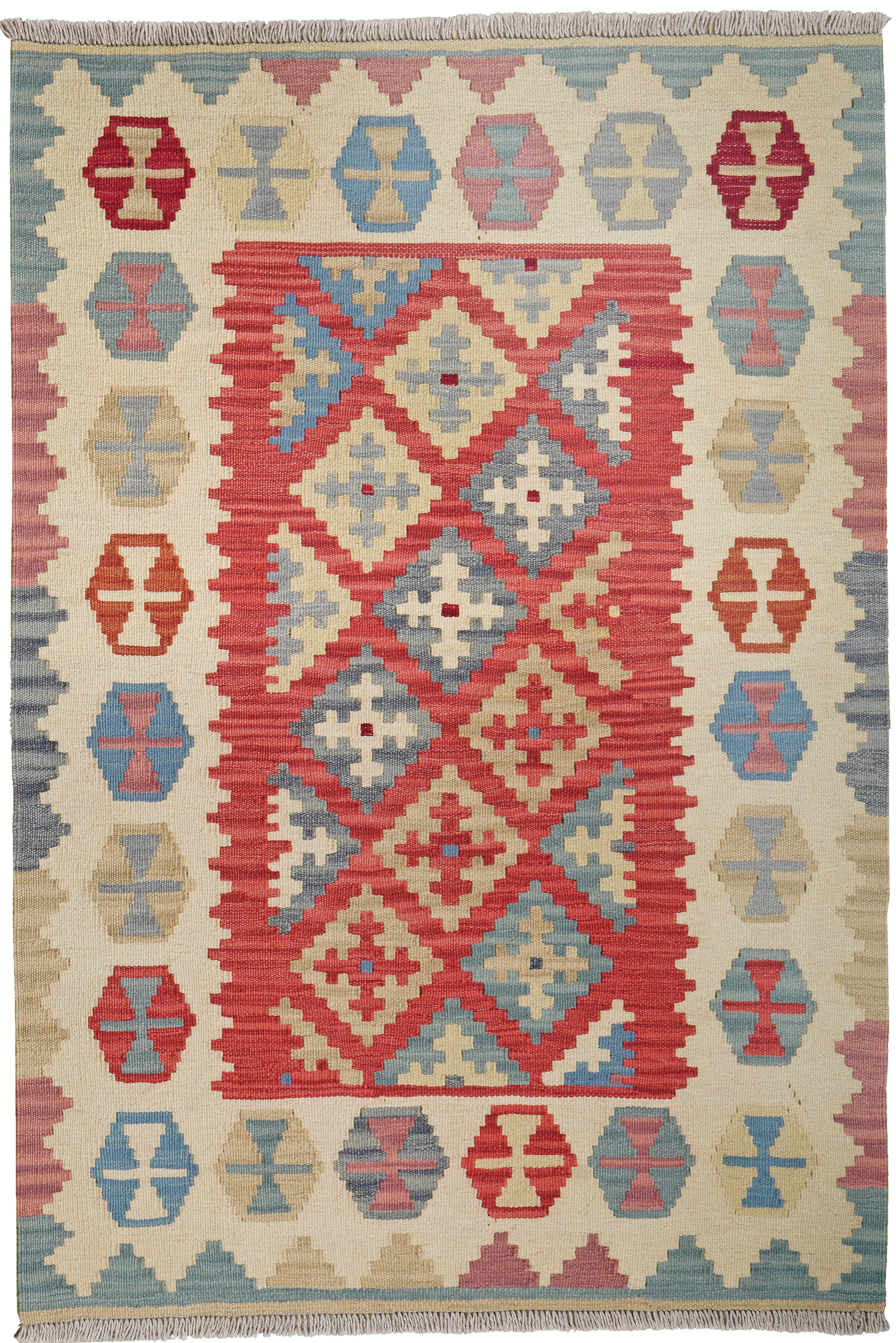 Kelim Gashgai — Handgefertigt, 153x105 cm, Beige, 100% Virgin Wool | Main view