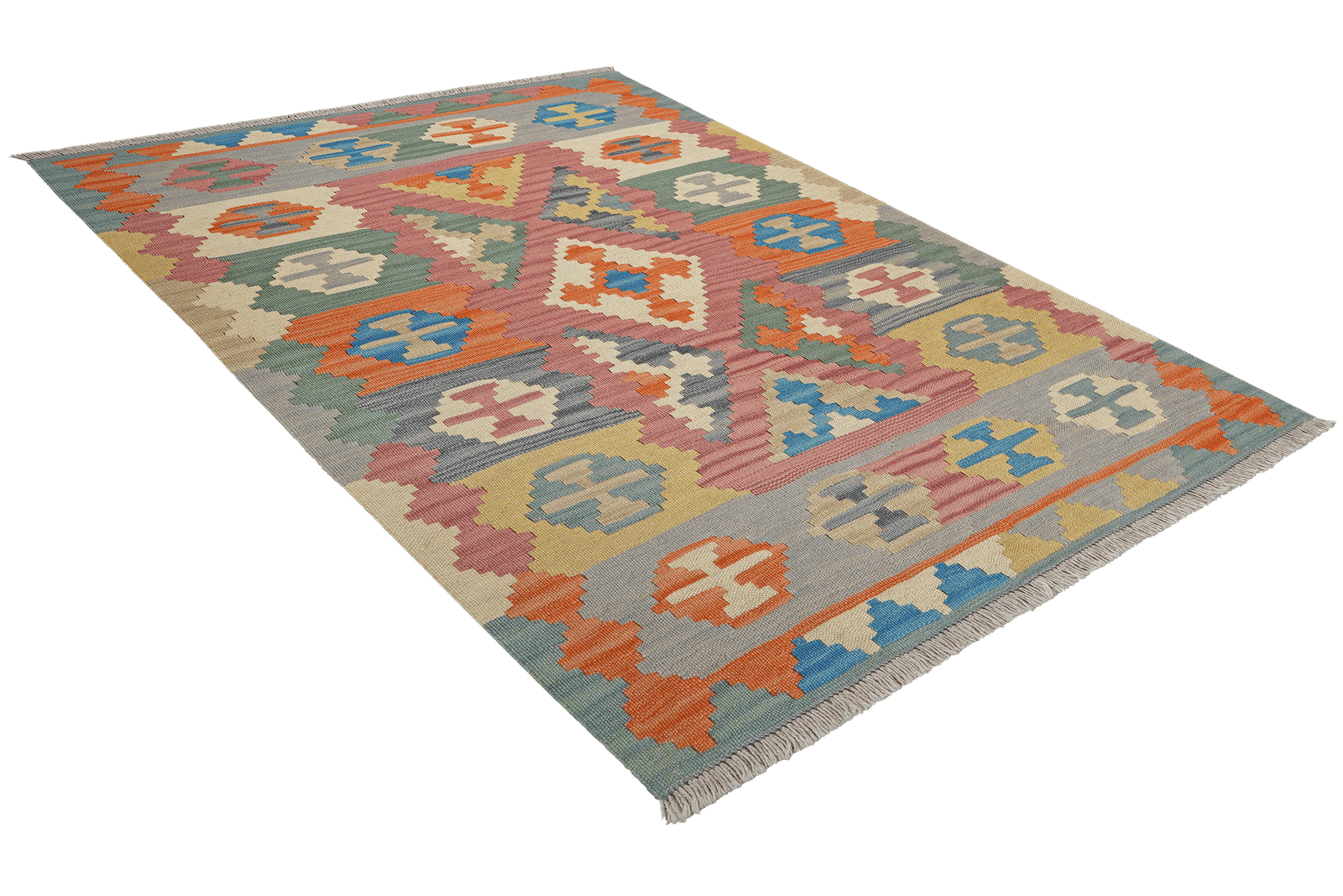 Kelim Gashgai — Handmade, 103x146 cm, Pink, 100% Virgin Wool | View 4