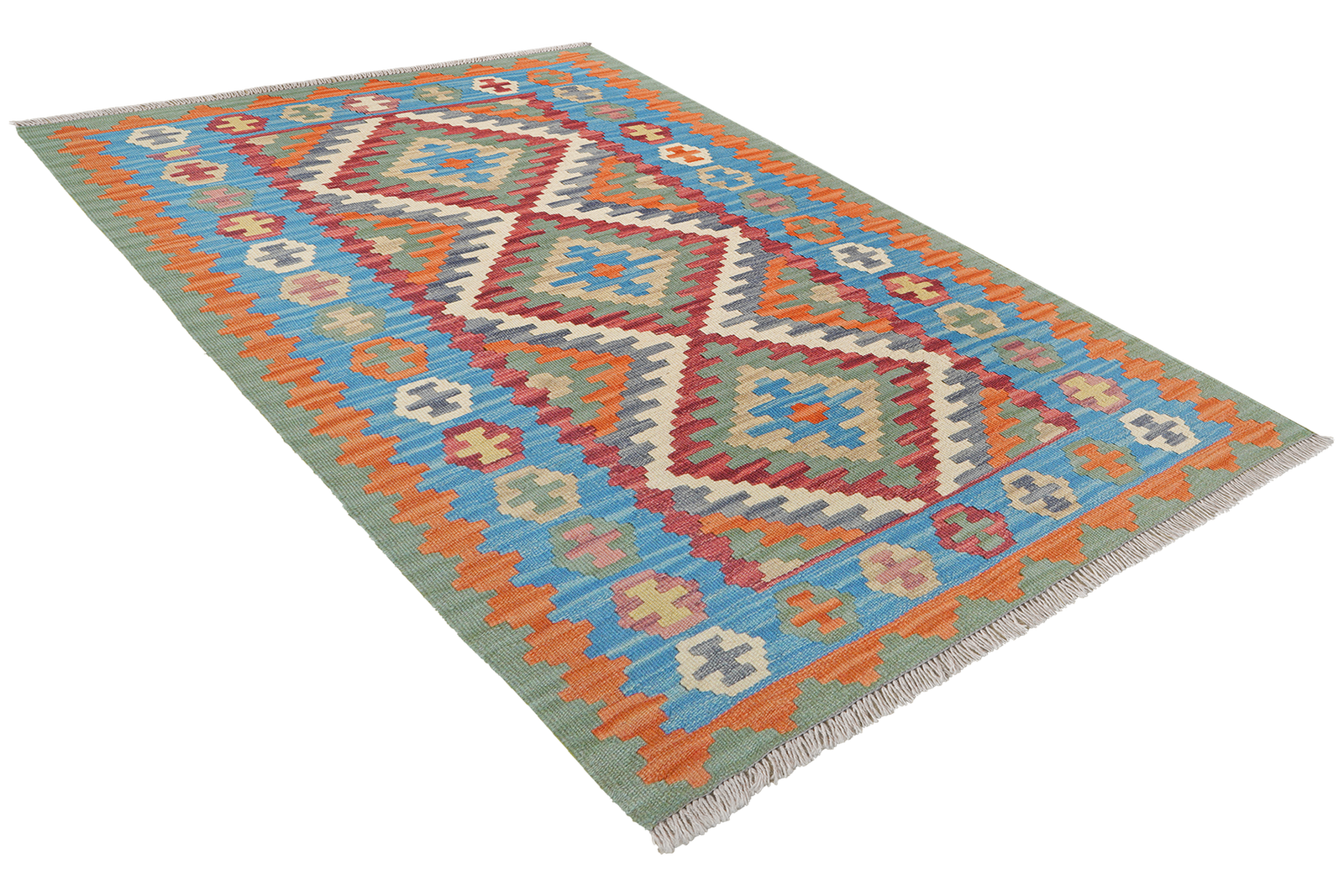 Kelim Gashgai — Handgefertigt, 159x105 cm, Blau, 100% Virgin Wool | View 5