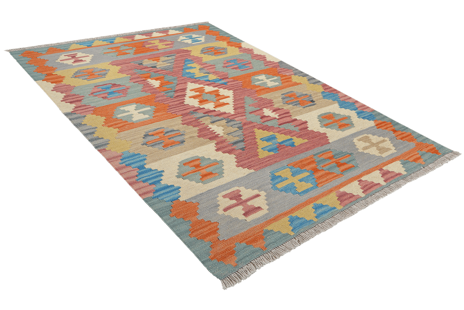 Kelim Gashgai — Handmade, 104x155 cm, Pink, 100% Virgin Wool | View 4