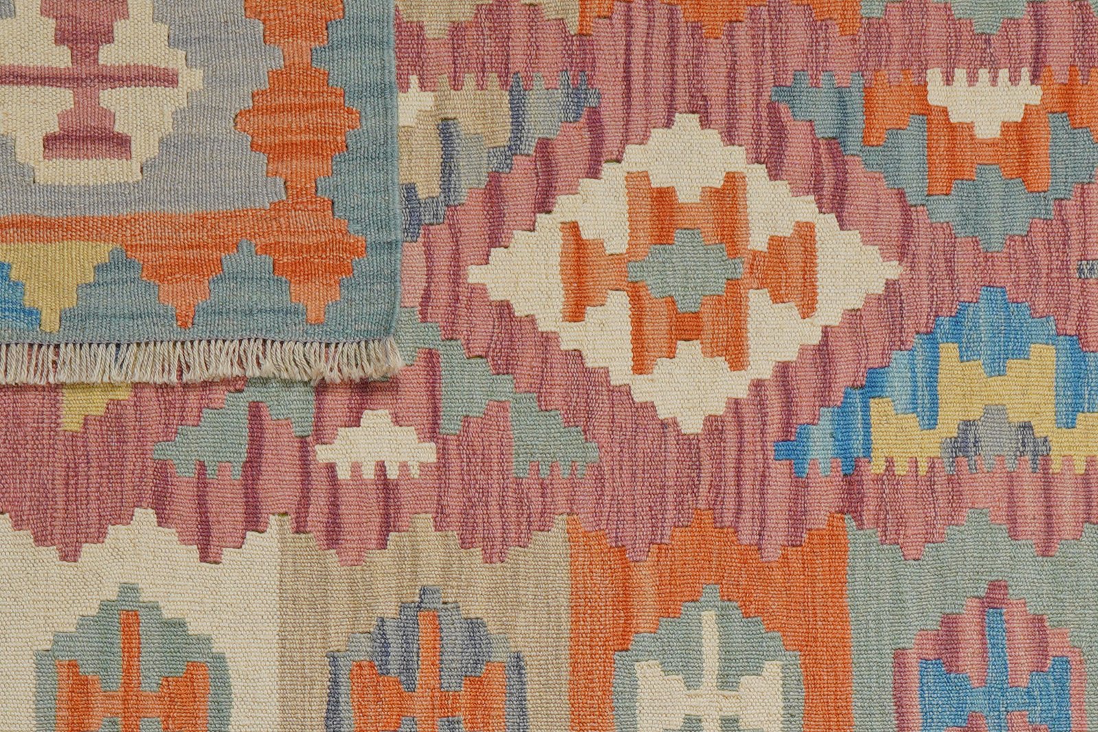 Kelim Gashgai — Handmade, 104x155 cm, Pink, 100% Virgin Wool | View 6
