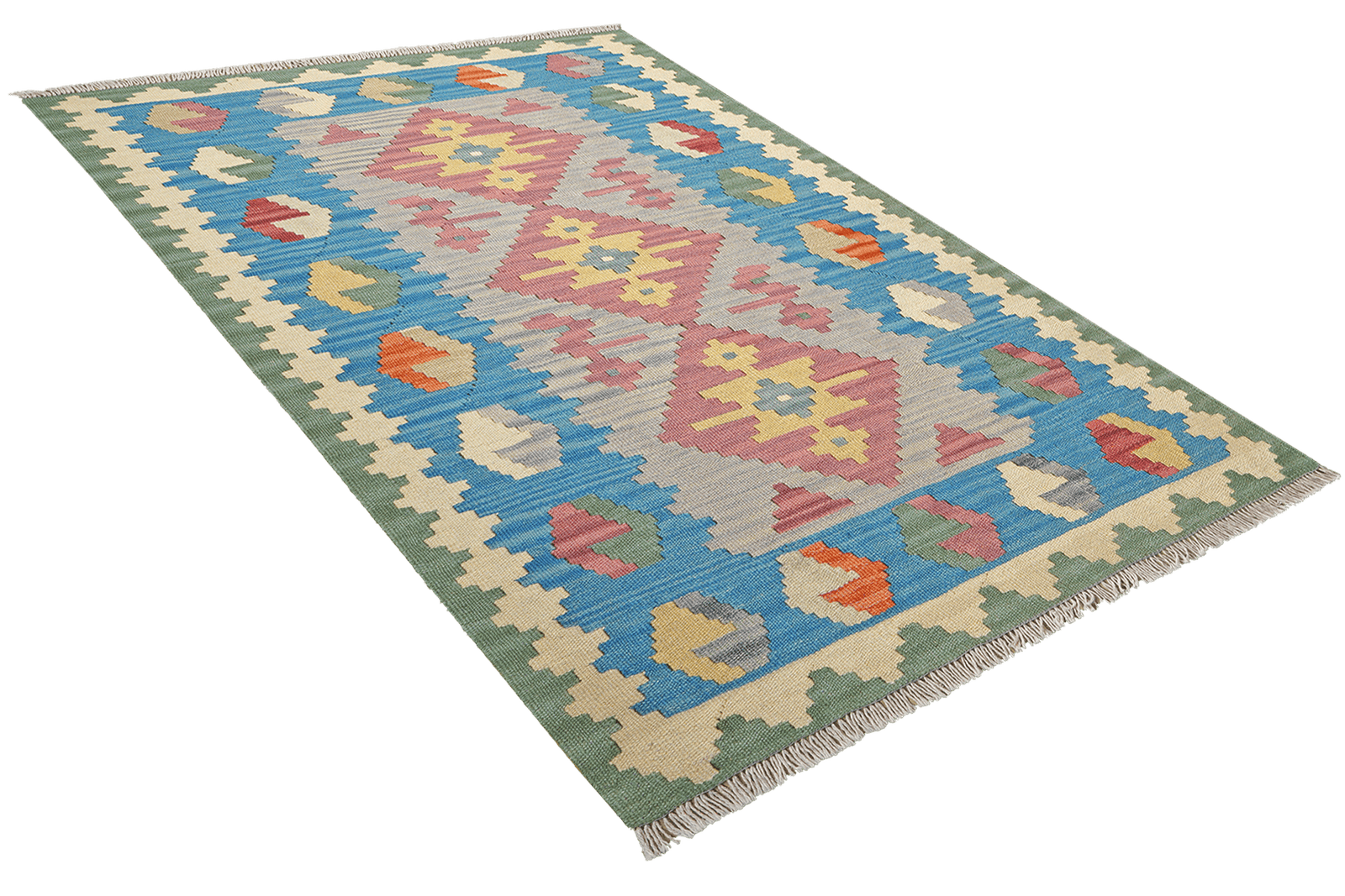 Kelim Gashgai — Handmade, 101x148 cm, Grey, 100% Virgin Wool | View 4