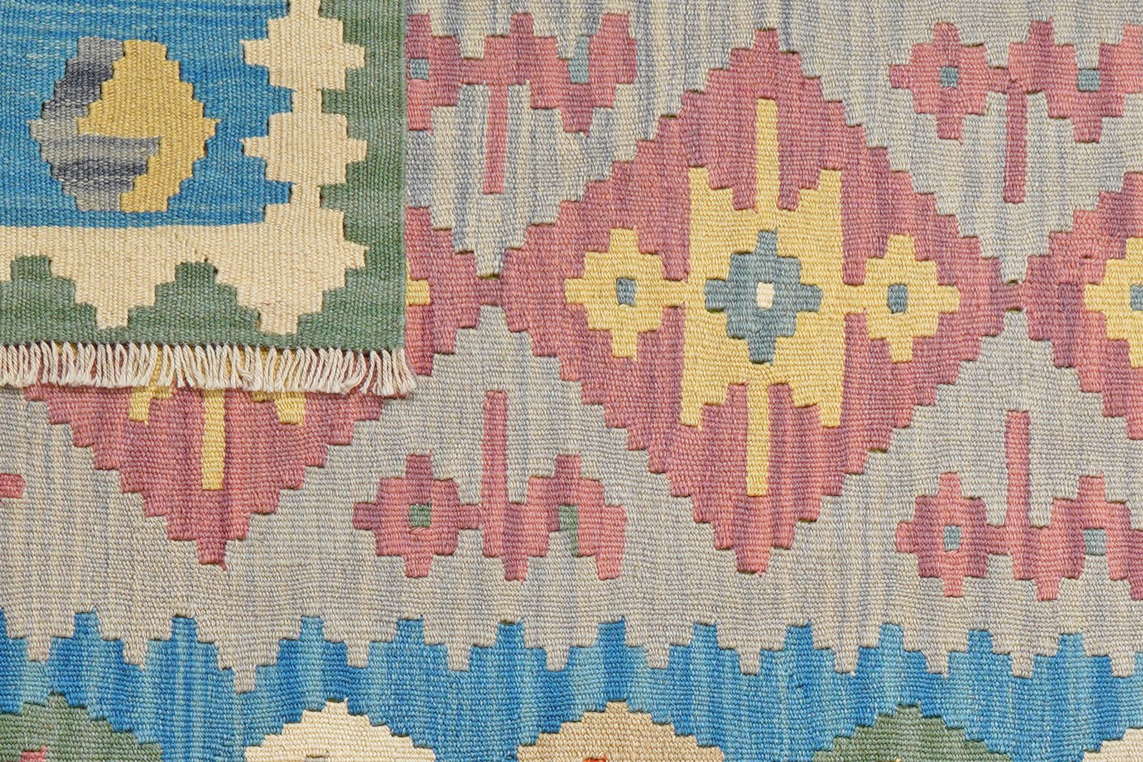 Kelim Gashgai — Handmade, 101x148 cm, Grey, 100% Virgin Wool | View 6