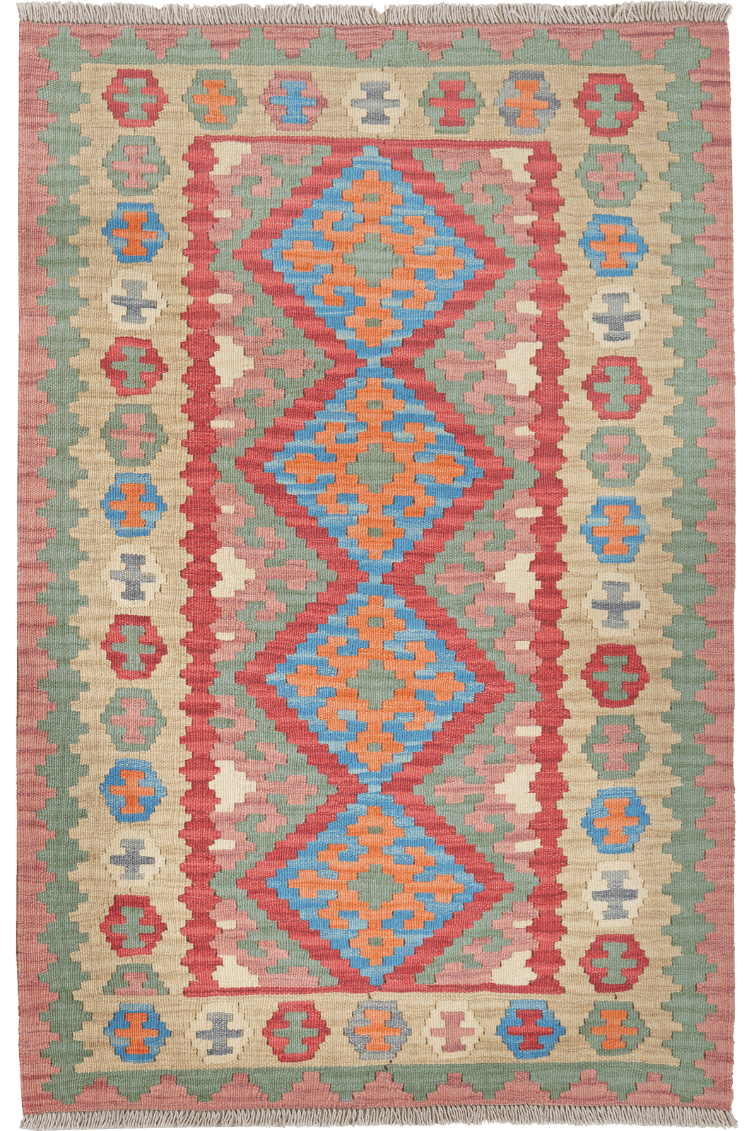Kelim Gashgai — Handmade, 104x159 cm, Red, 100% Virgin Wool | Main view