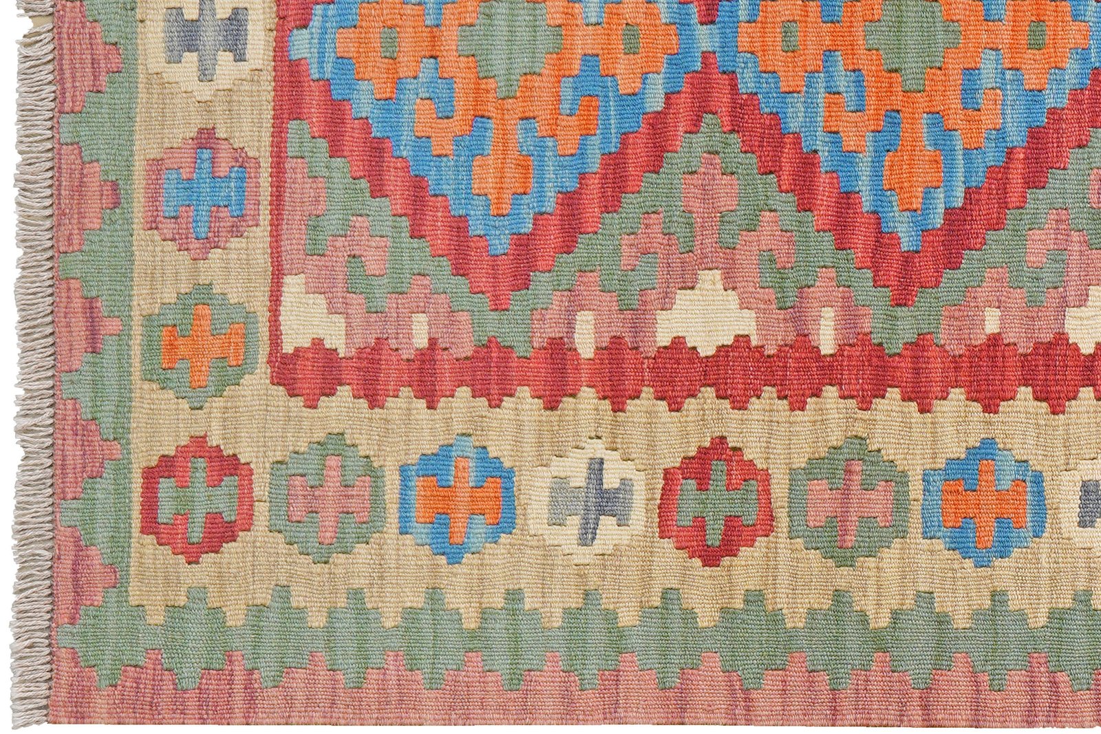 Kelim Gashgai — Handmade, 104x159 cm, Red, 100% Virgin Wool | View 3