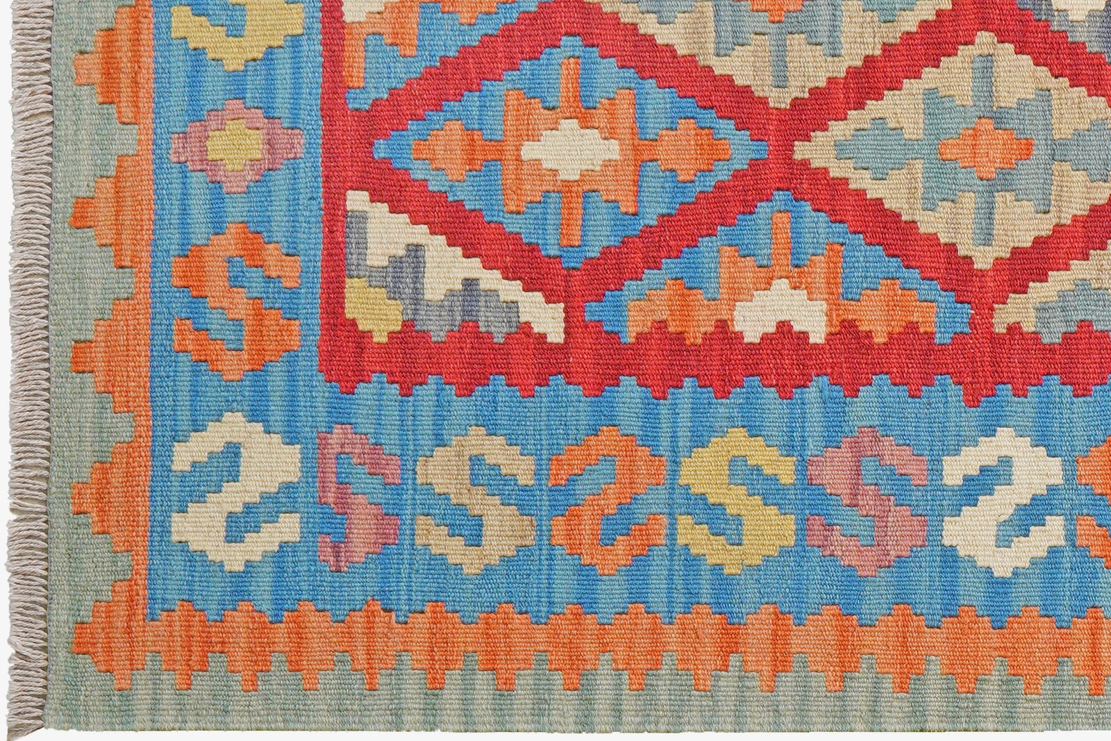 Kelim Gashgai — Handmade, 107x149 cm, Red, 100% Virgin Wool | View 3