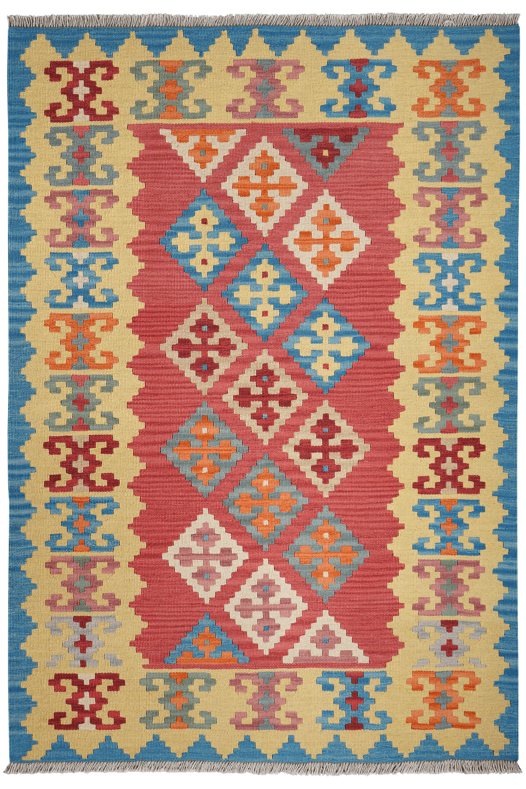 Kelim Gashgai — Handmade, 129x182 cm, Red, 100% Virgin Wool | Main view